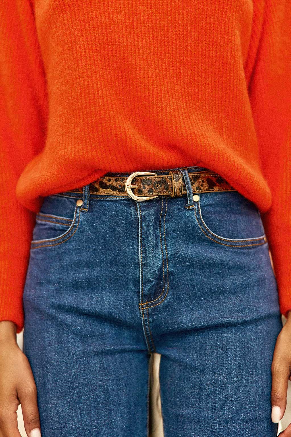 Leopard leather belt - Aglae