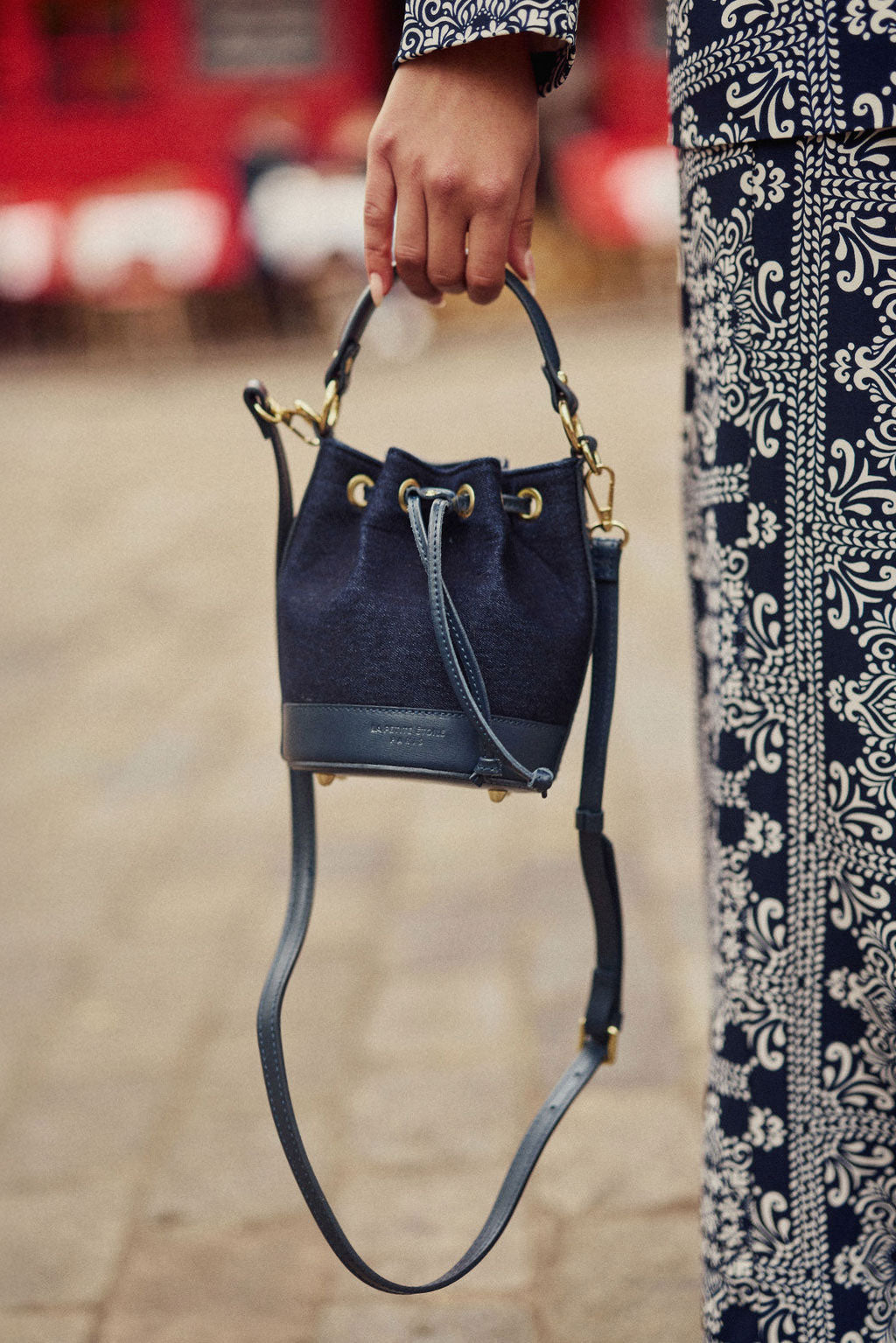 Sac seau en cuir et denim brut femme Aimmy LA PETITE ÉTOILE Paris