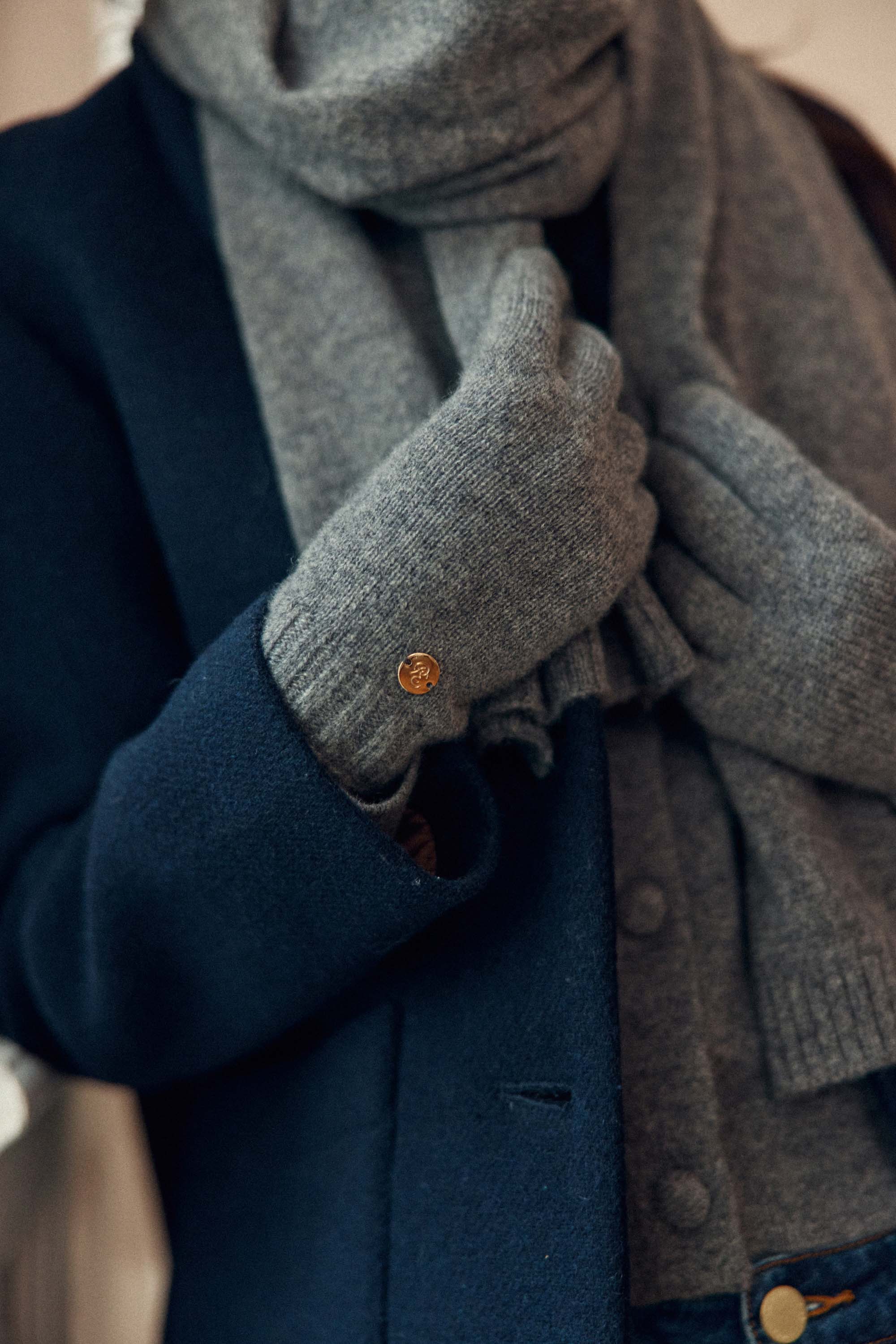 Gants cachemire gris chine - Alivia