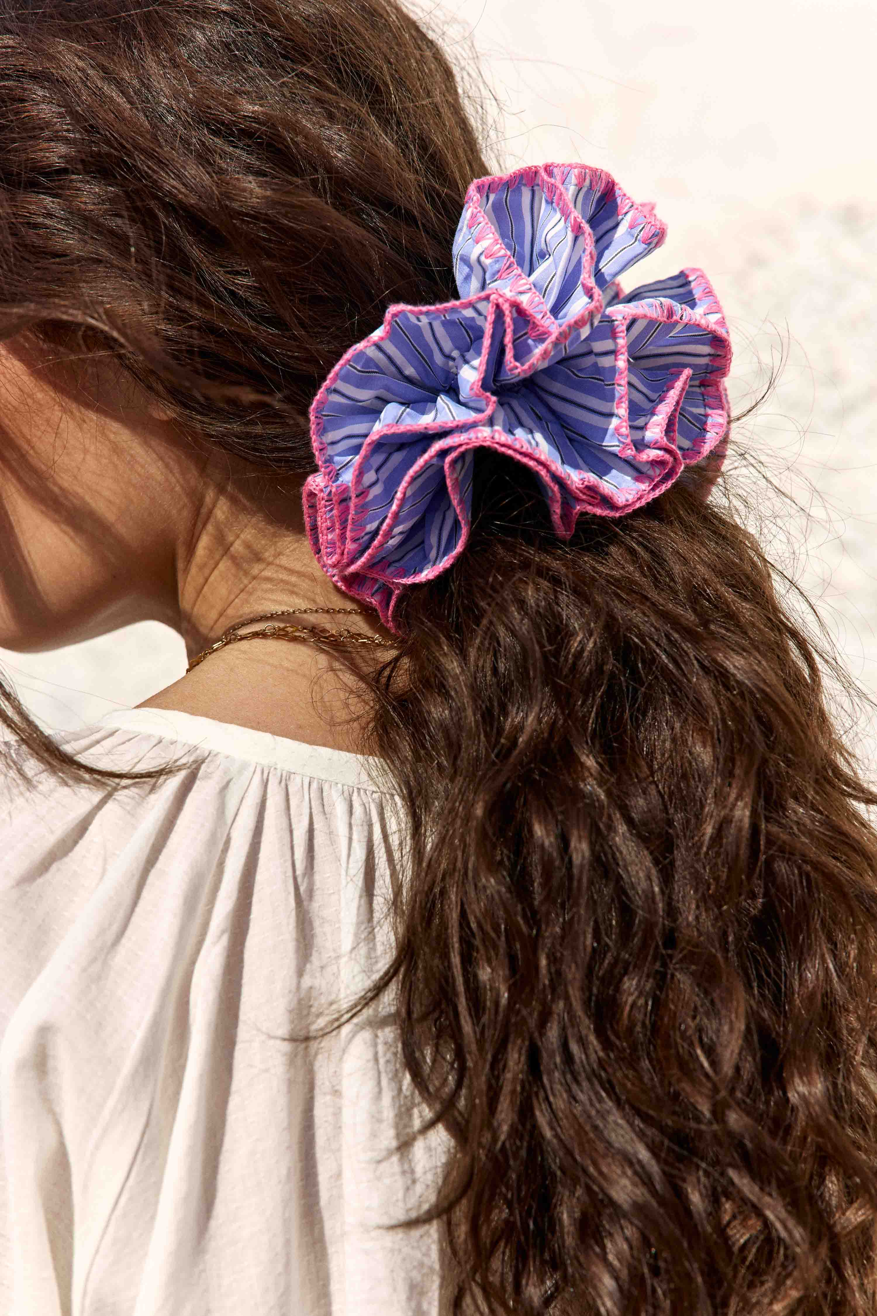 Chouchou Amy - Ecru/Bleu