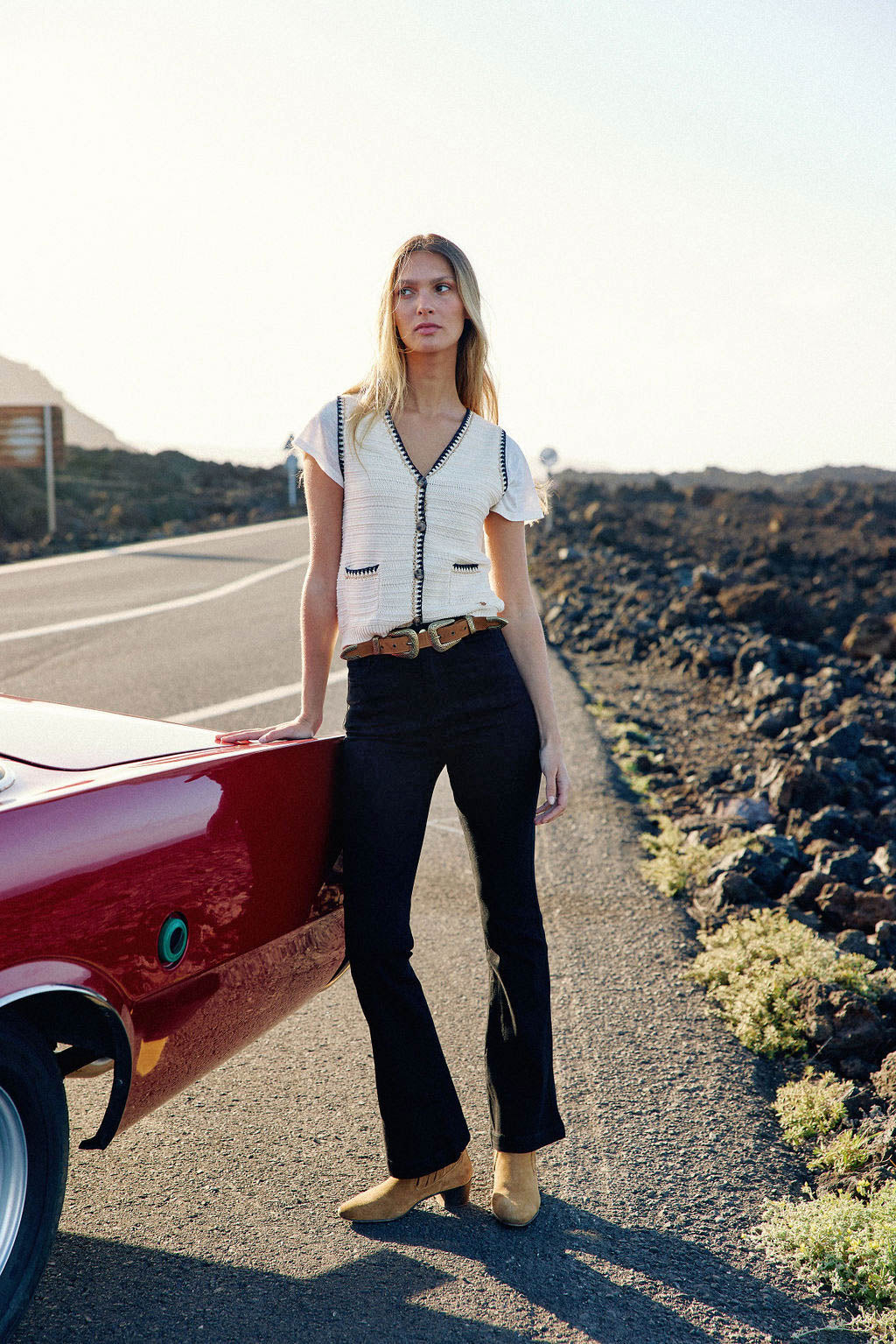 Camel leather belt - Assia