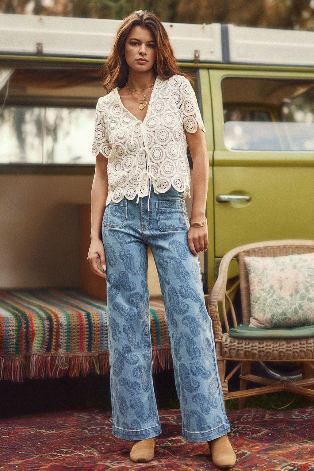 Paisley print flare jeans - Atlanty