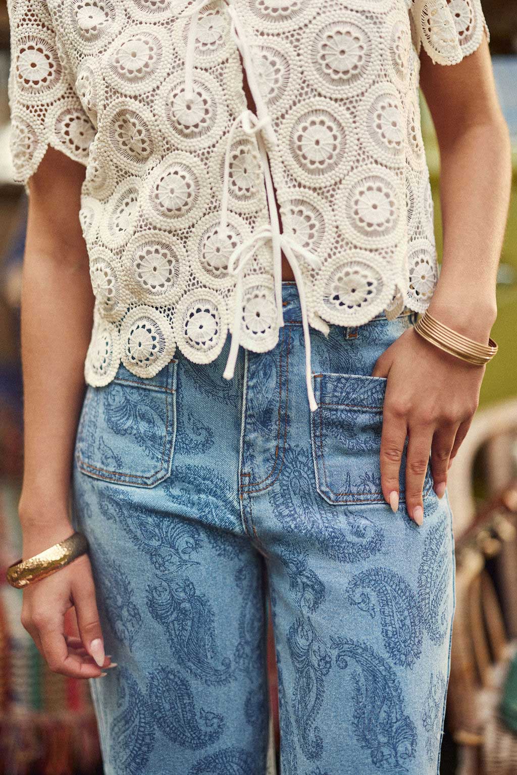 Paisley print flare jeans - Atlanty