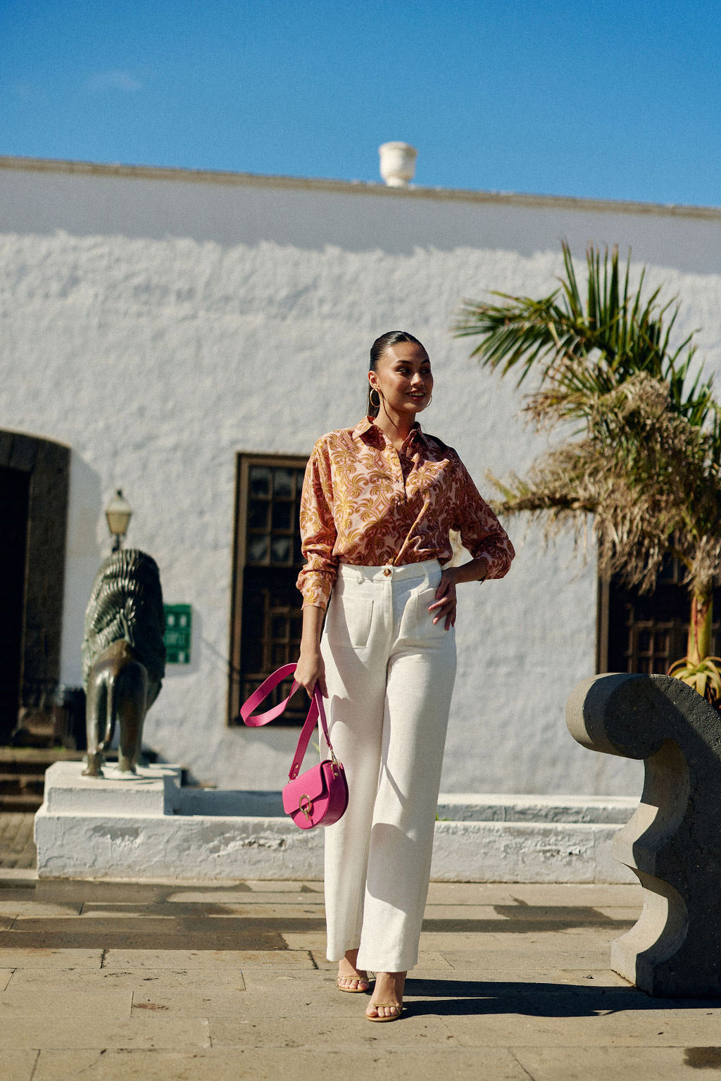 Flared trousers in ecru linen - Atlanty