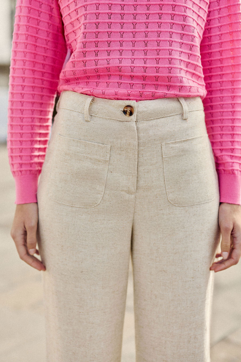 Beige linen flared pants - Atlanty