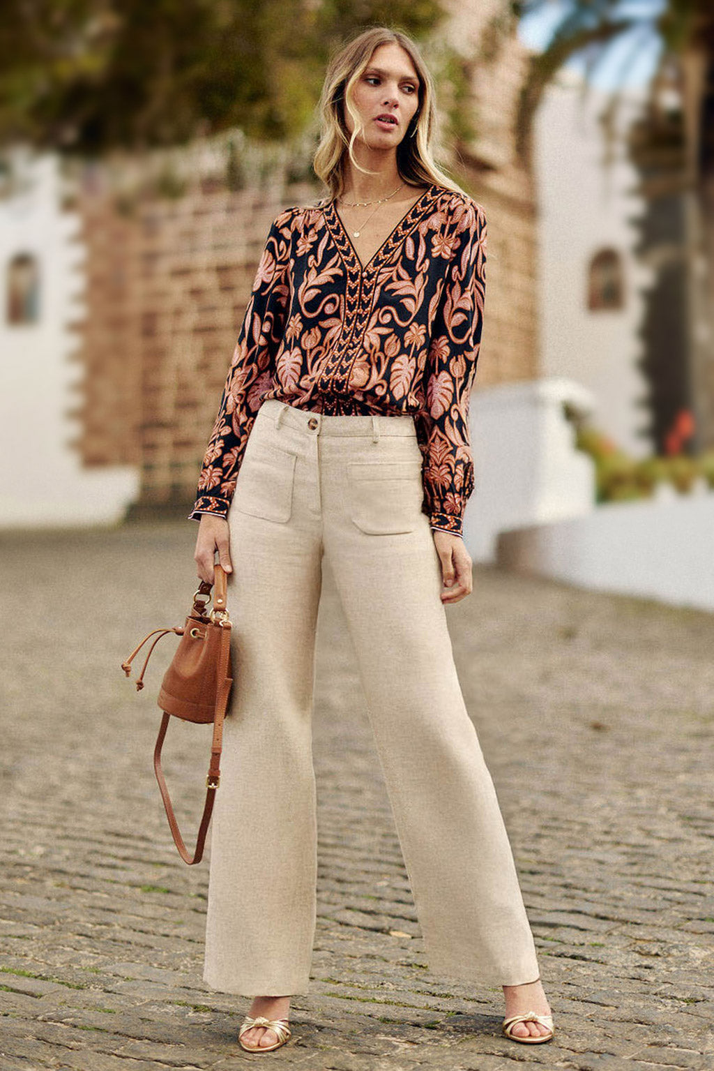 Beige linen flared pants - Atlanty