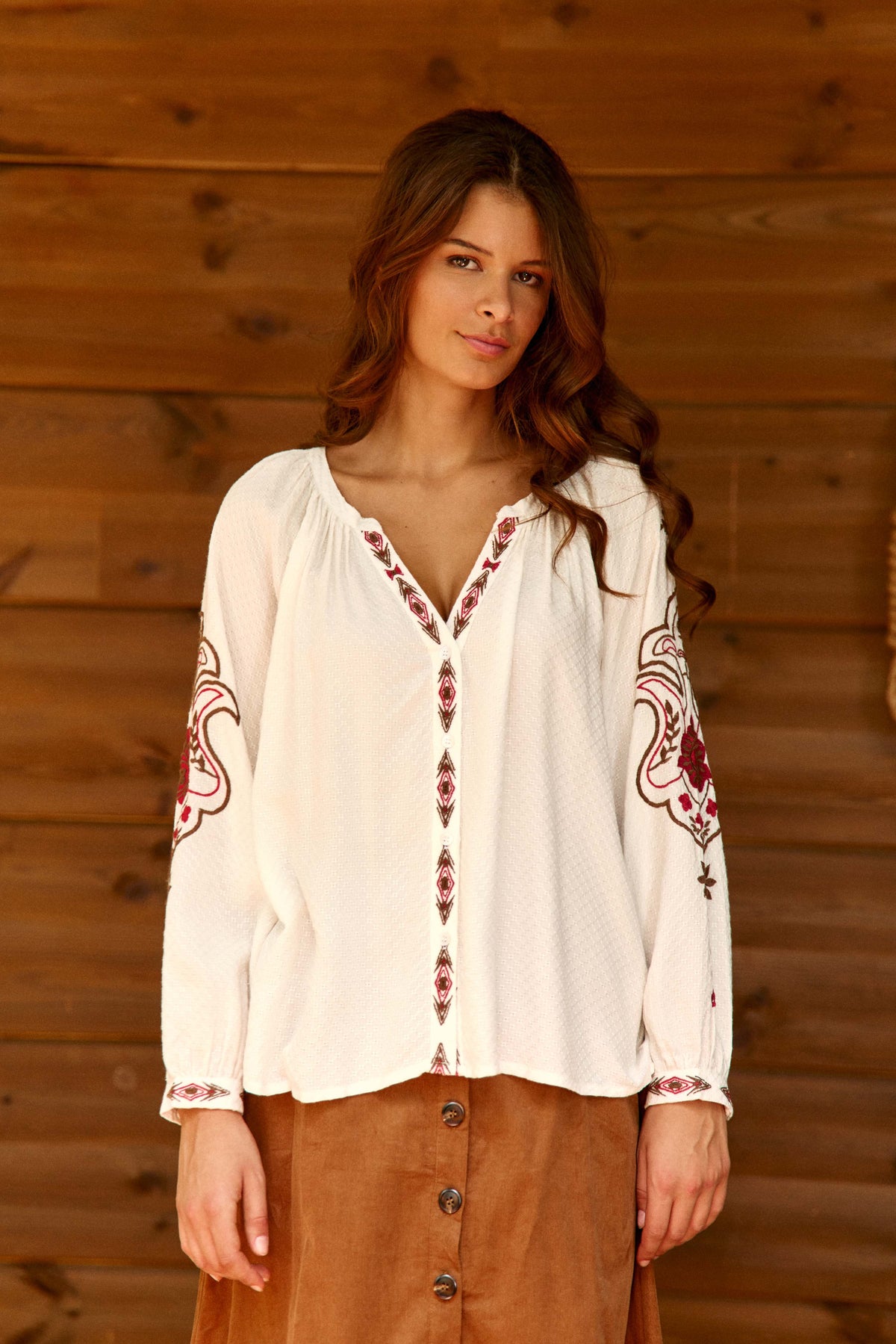 Barly - Bestickte Bluse