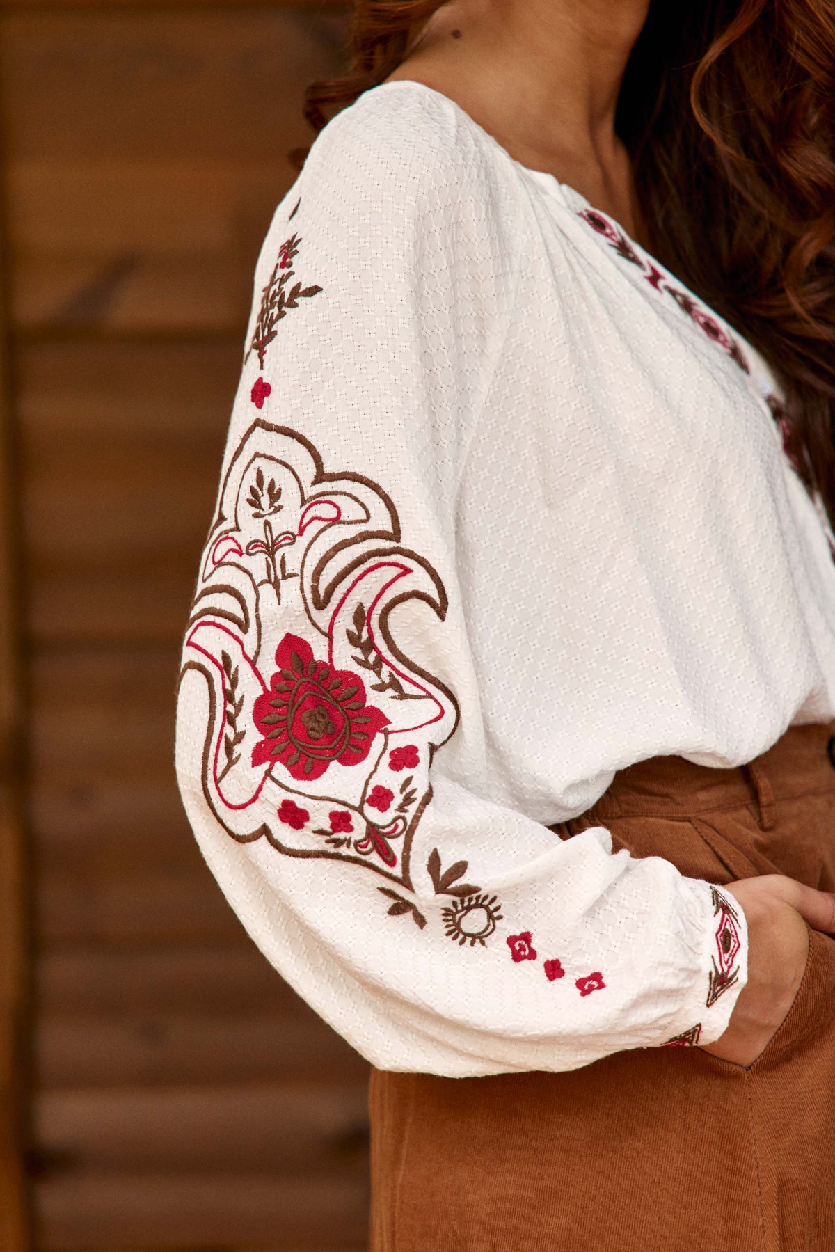 Barly - Bestickte Bluse