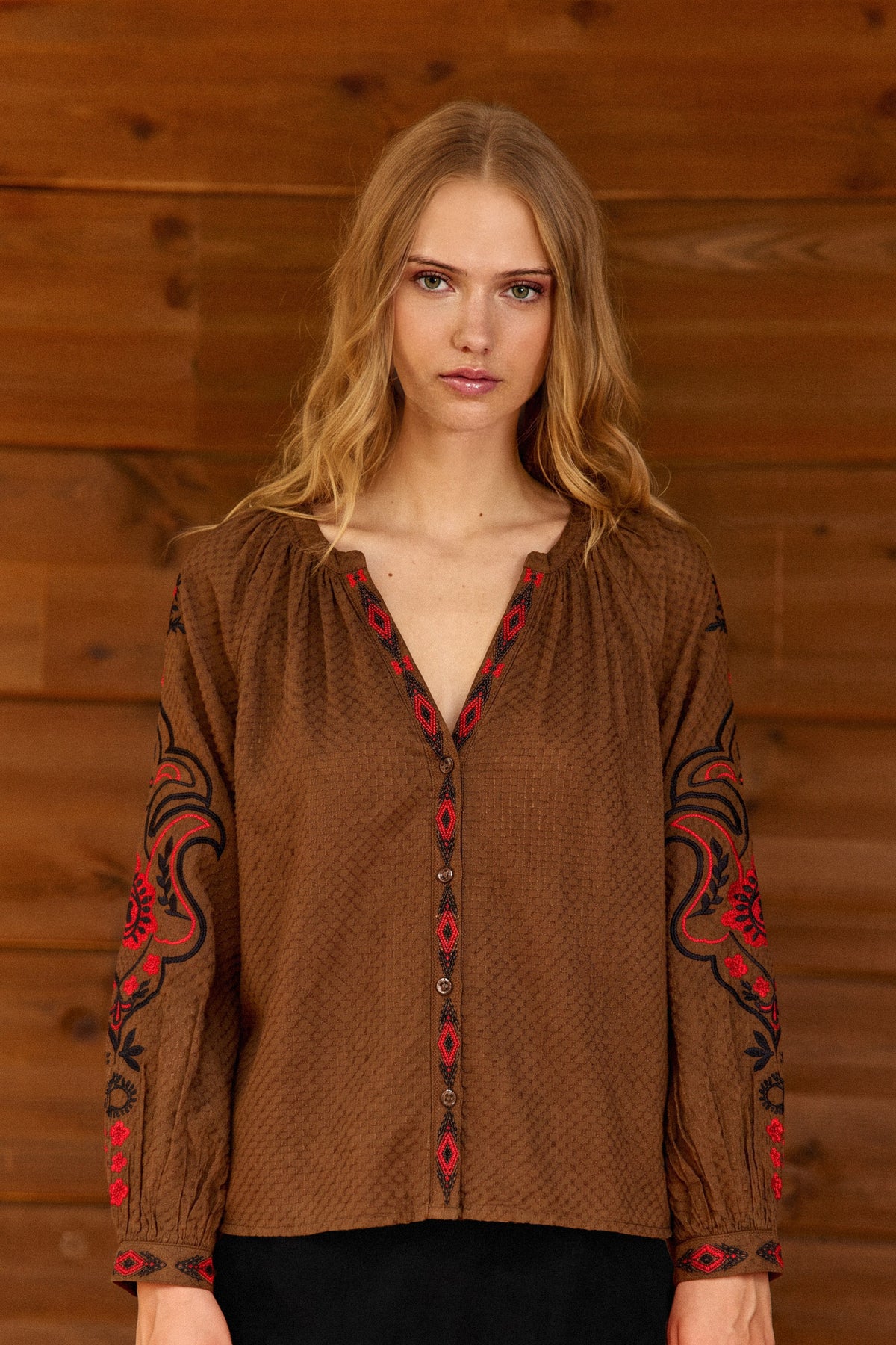 Barly - Bestickte Bluse