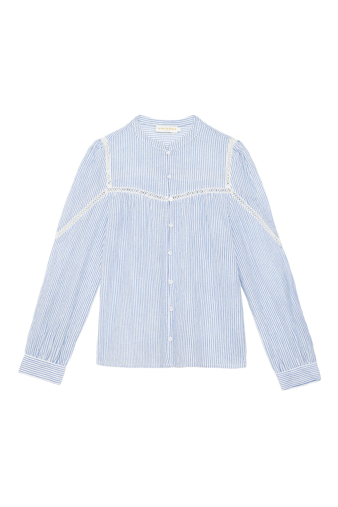 Blouse ajourée rayée bleue - Bayen