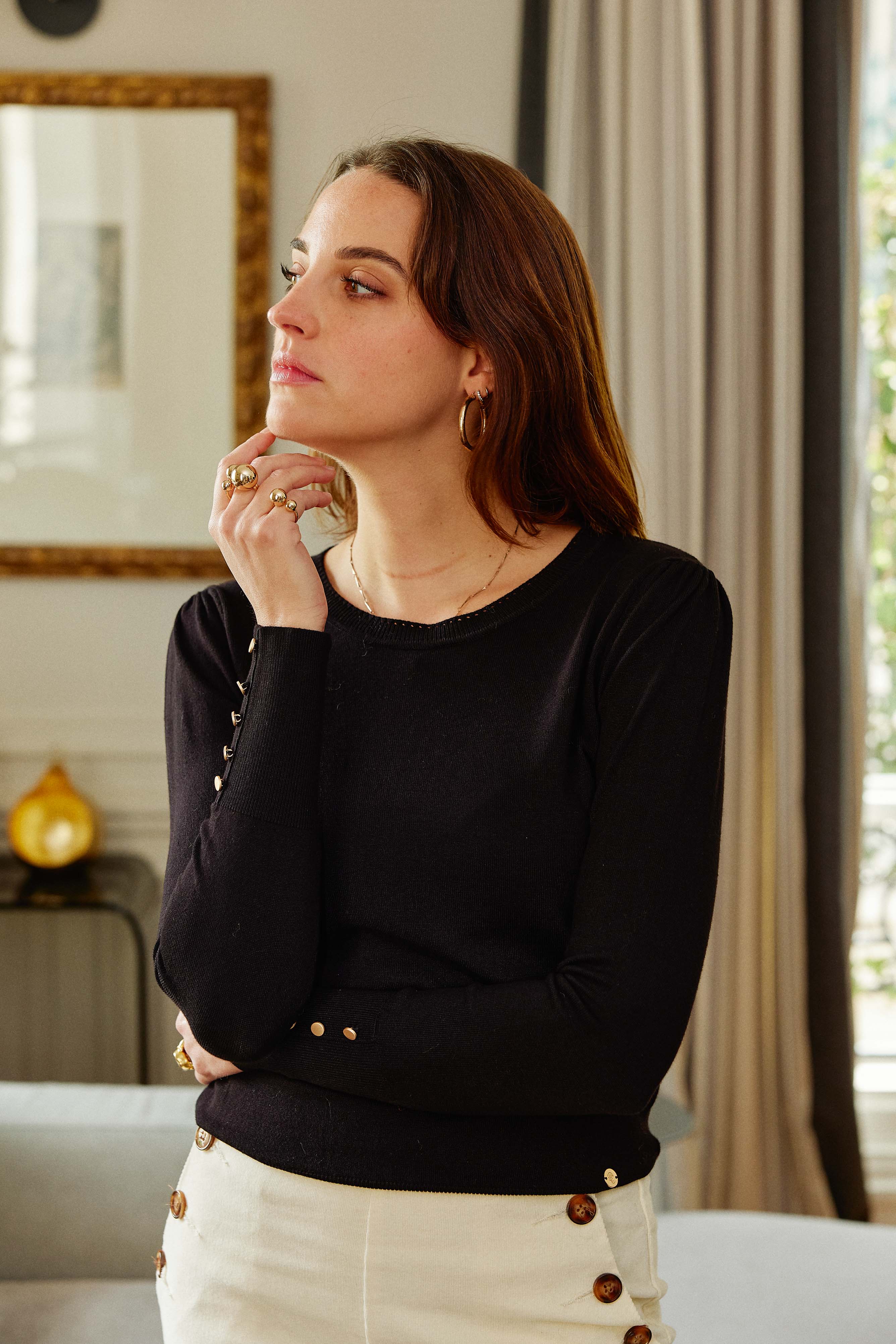 Pull col rond noir - Beatrice