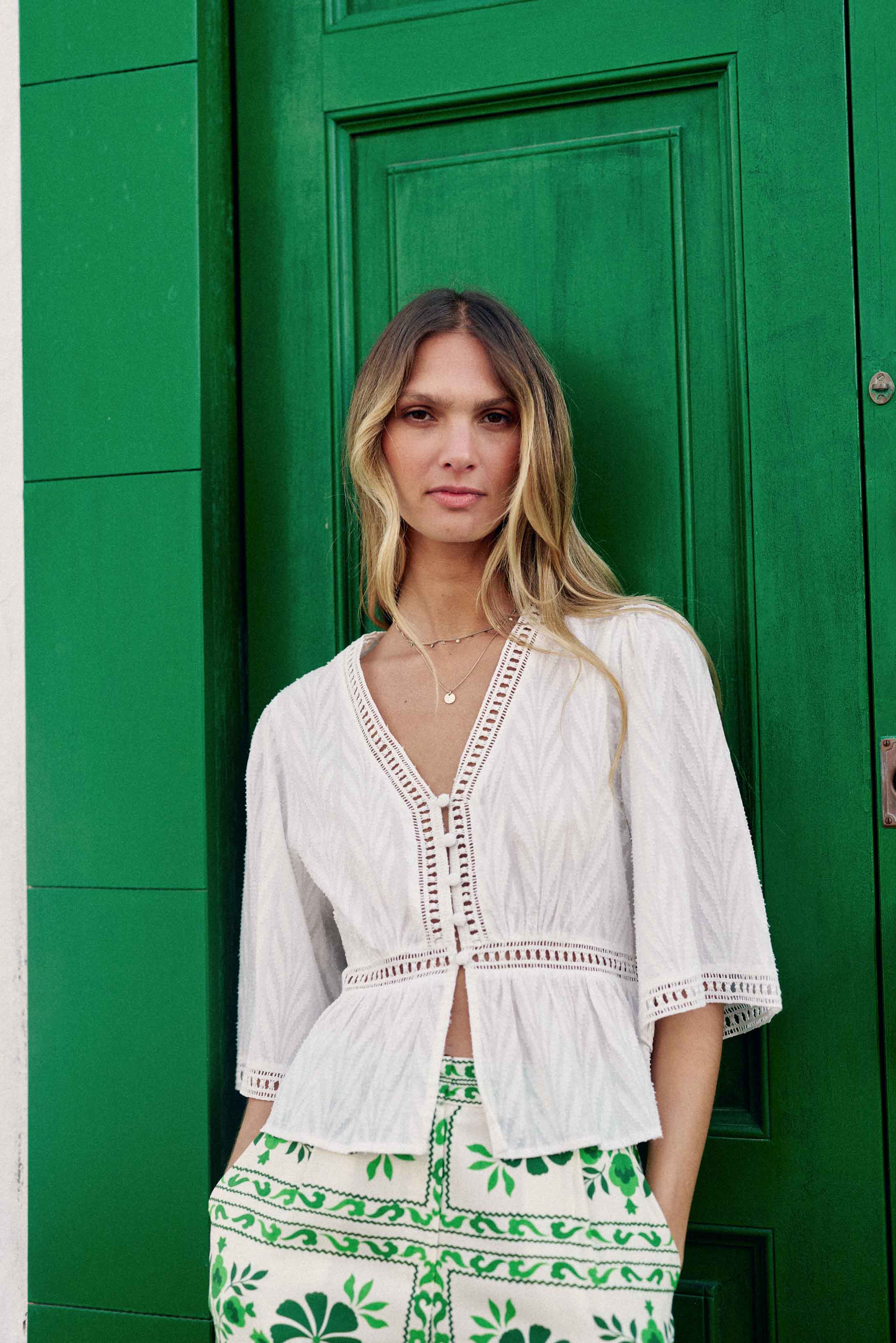 Blouse ajourée écru - Berin