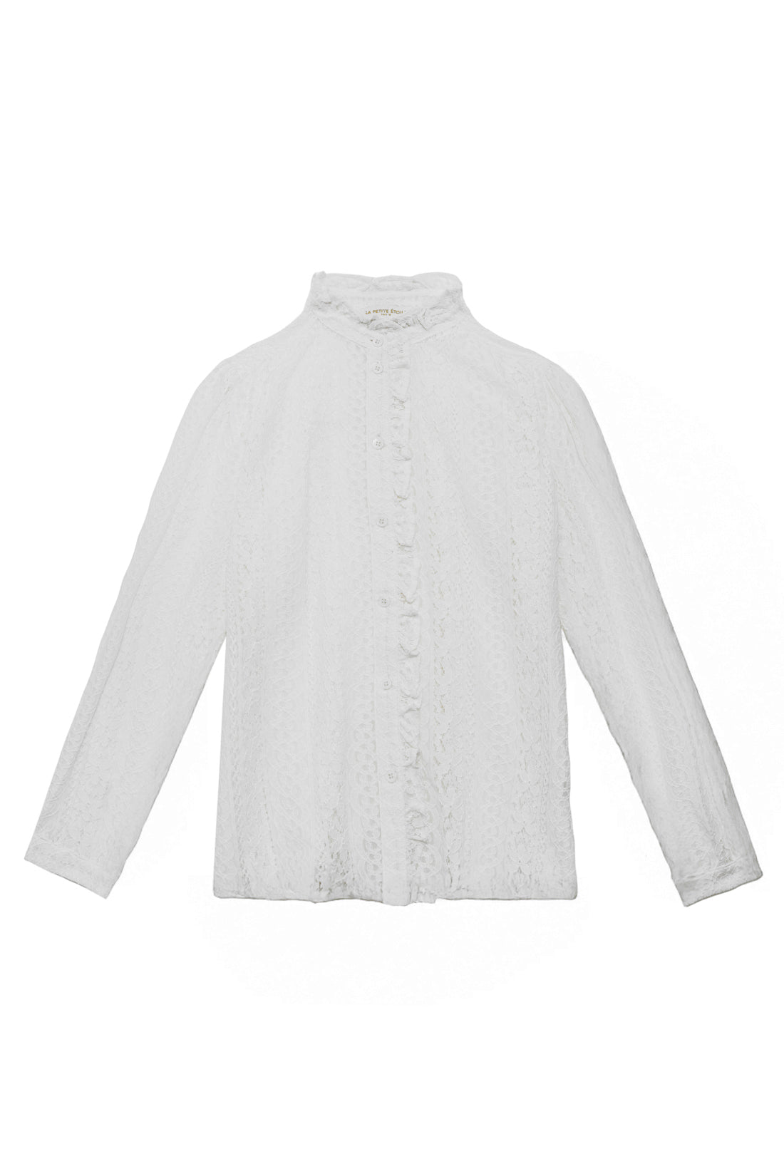 Ecru lace blouse with mandarin collar – Besma