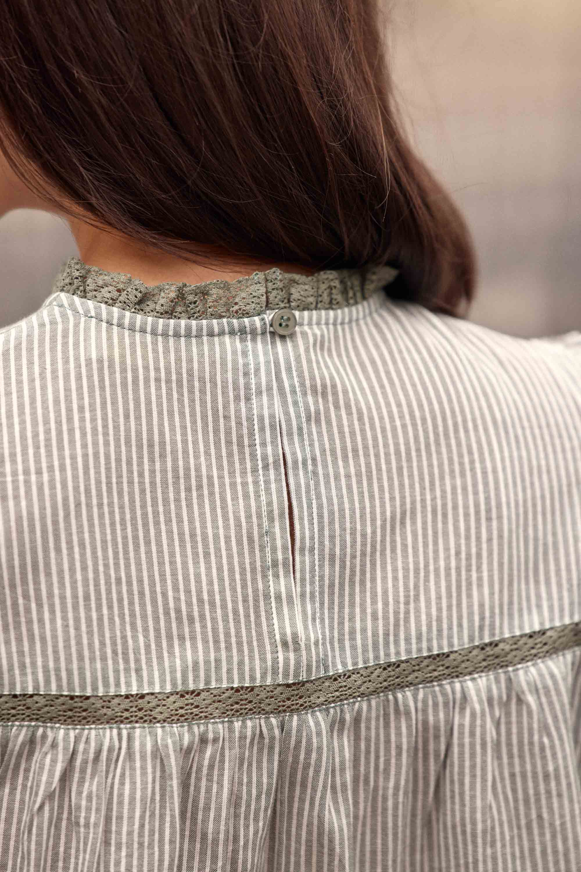 Blouse Birtin - Vert/Ecru