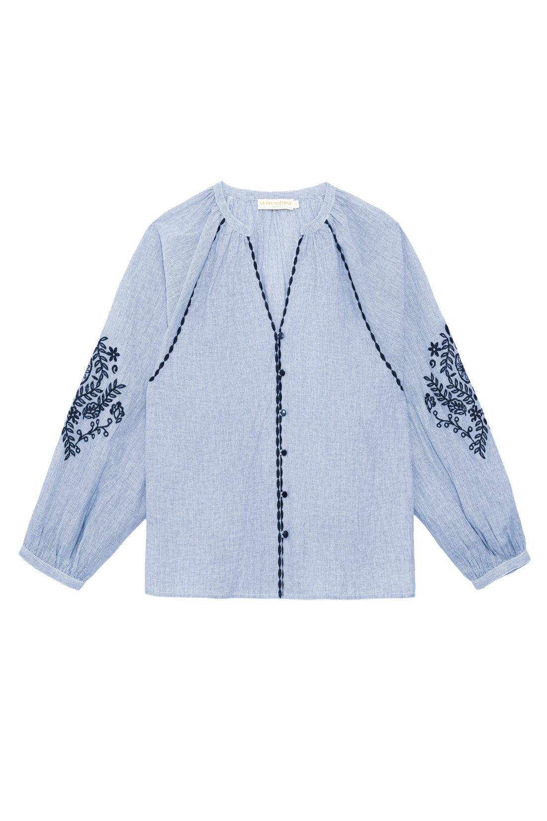 Loose-fitting blue striped woven blouse - Blena