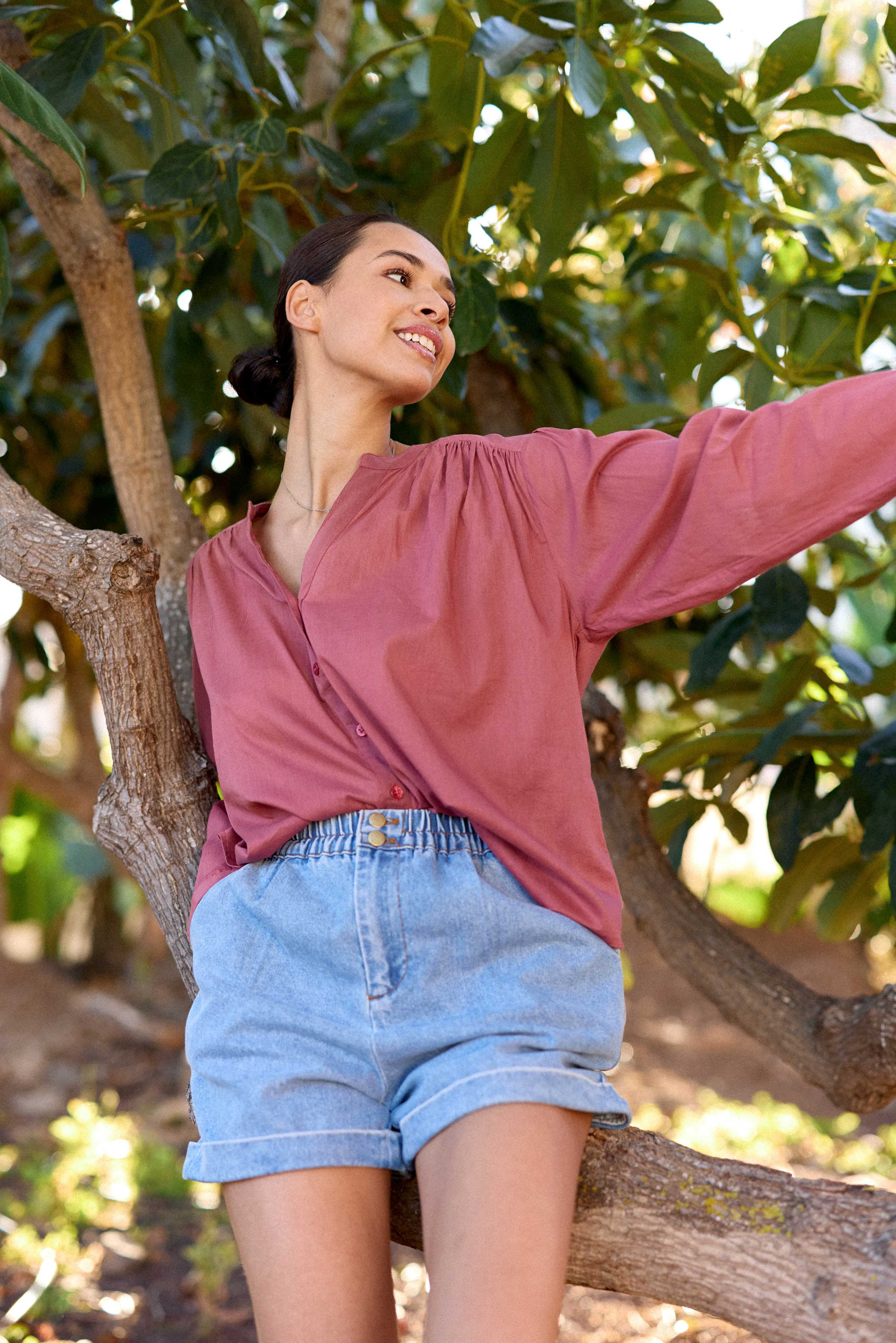 Blouse col V rose - Bolia