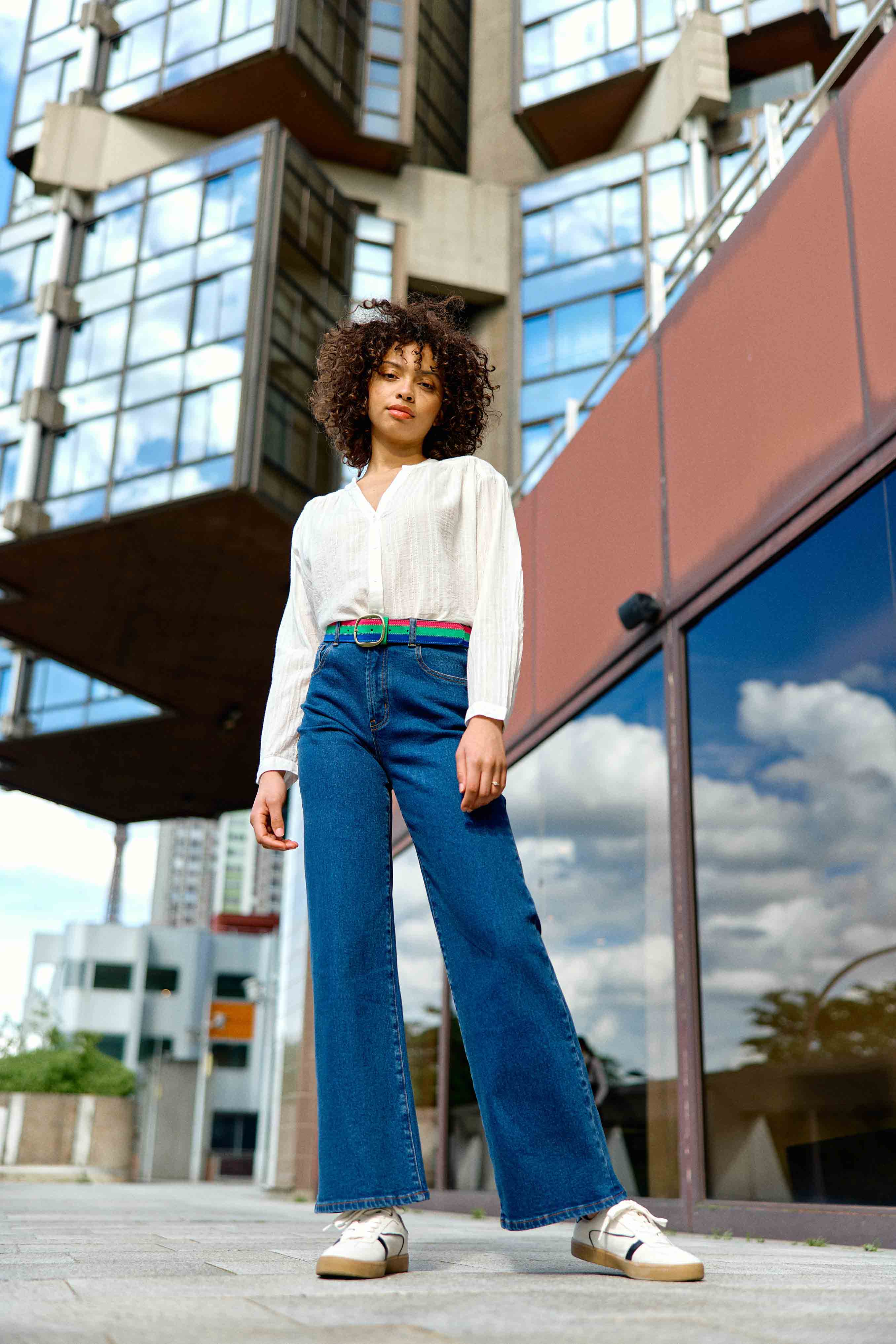 White V-neck blouse - Bolia