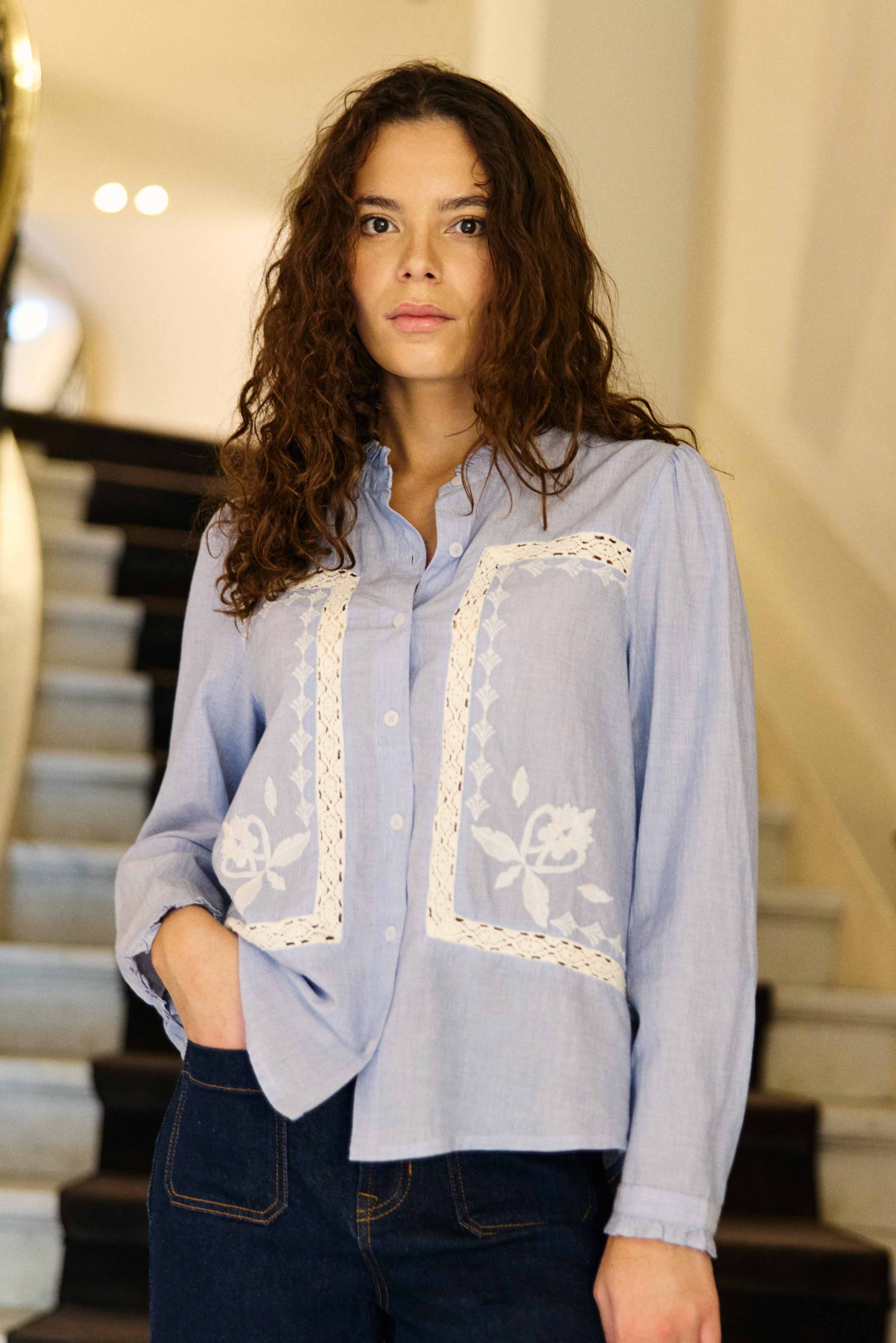 Blouse dentelle ciel - Borys