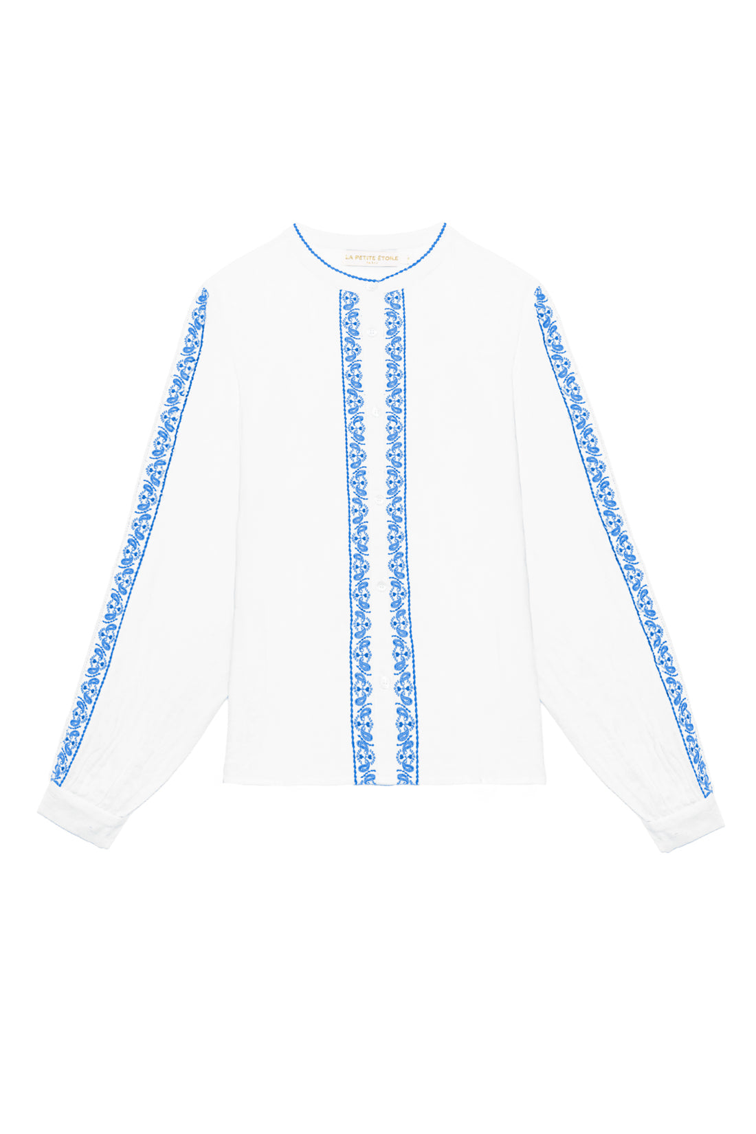 Blouse avec broderie blanc/bleu - Brielle