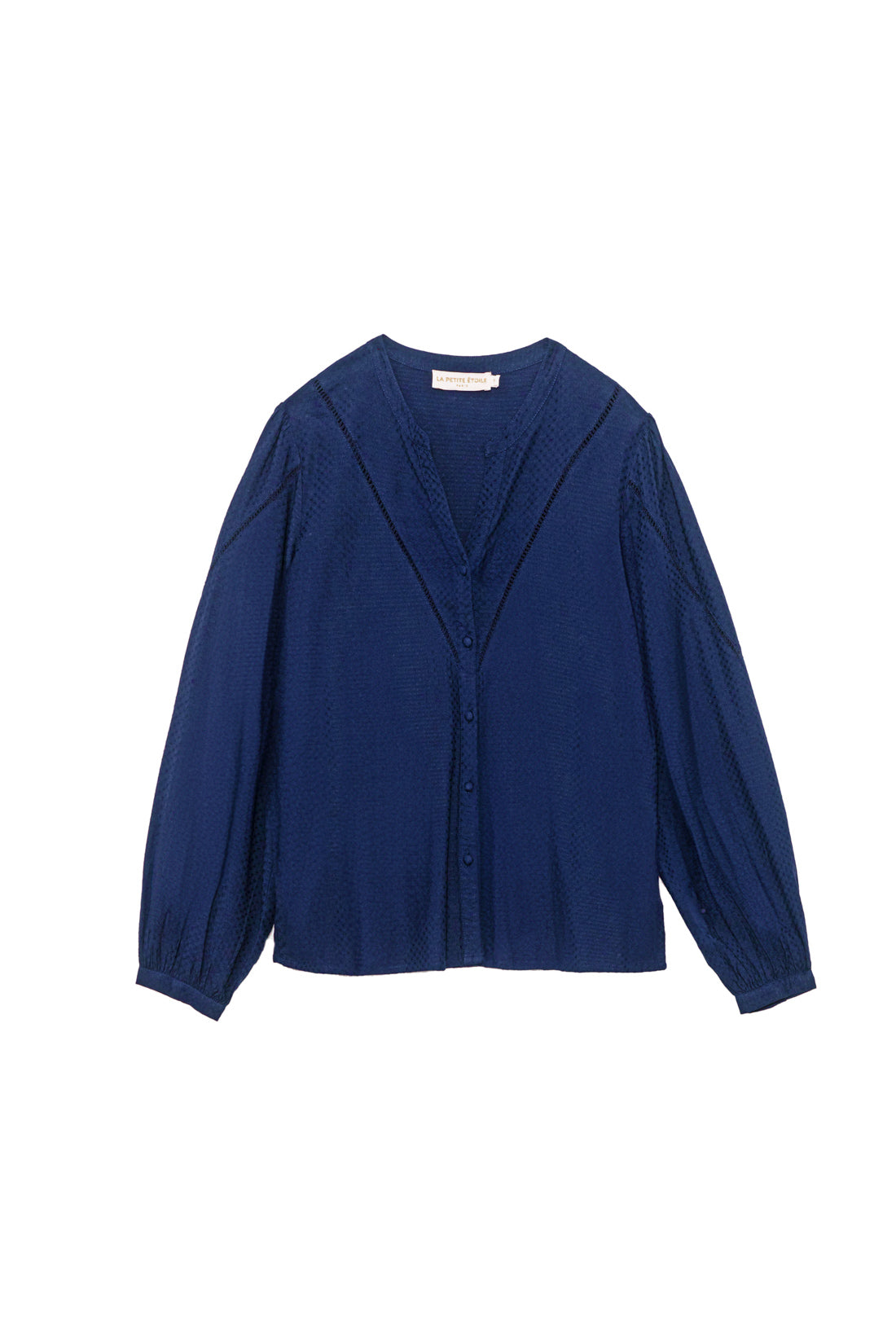 Navy V-neck blouse - Brina