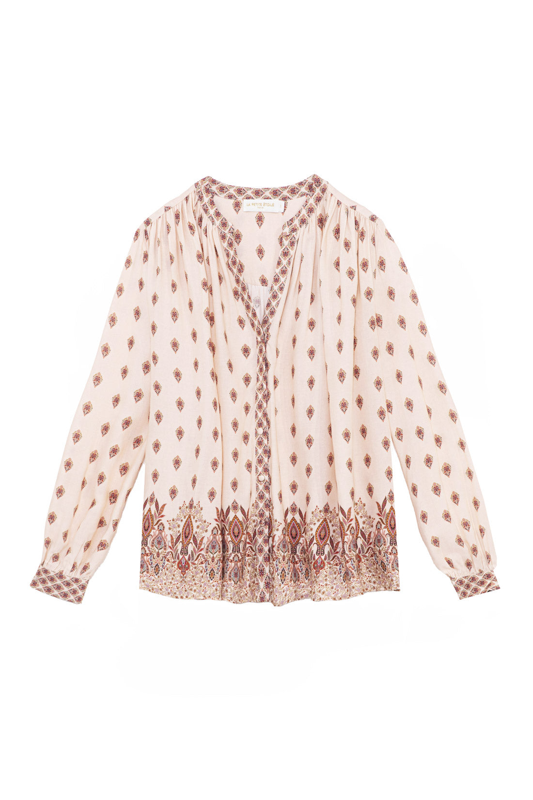Floral V-neck blouse - Brown