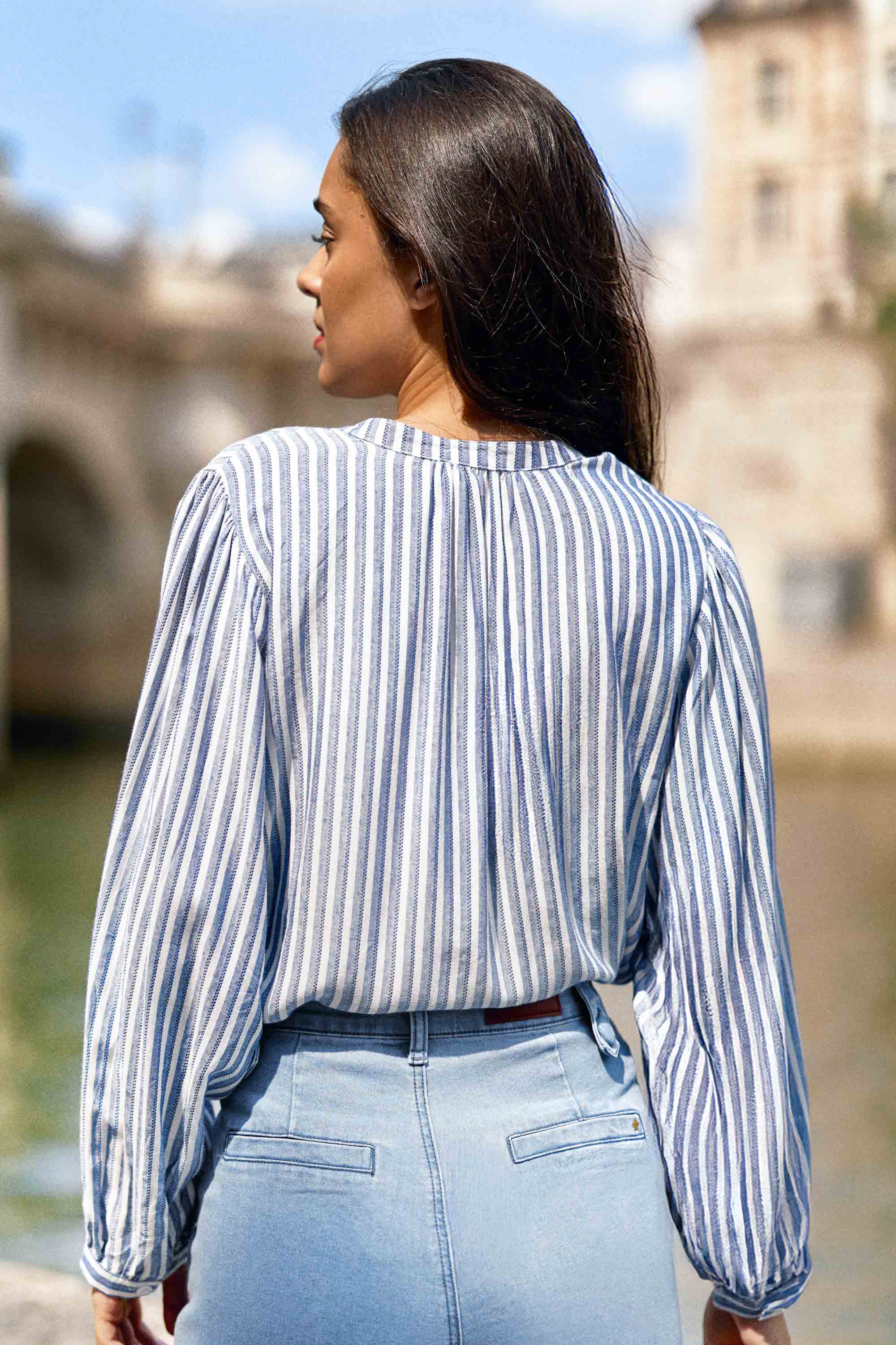 Ecru/blue blouse - Caisy