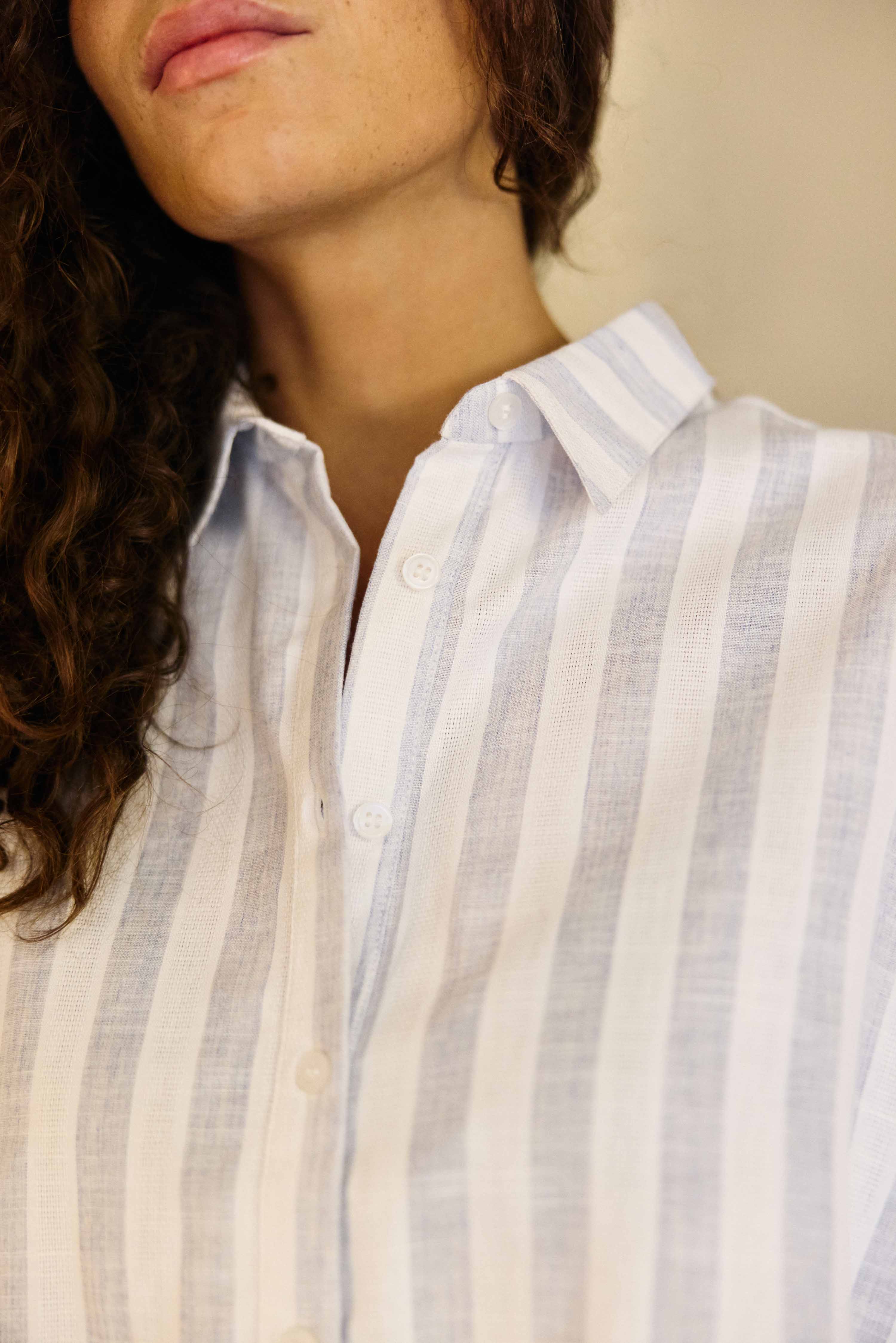 Chemisier Caro - Ecru/Ciel