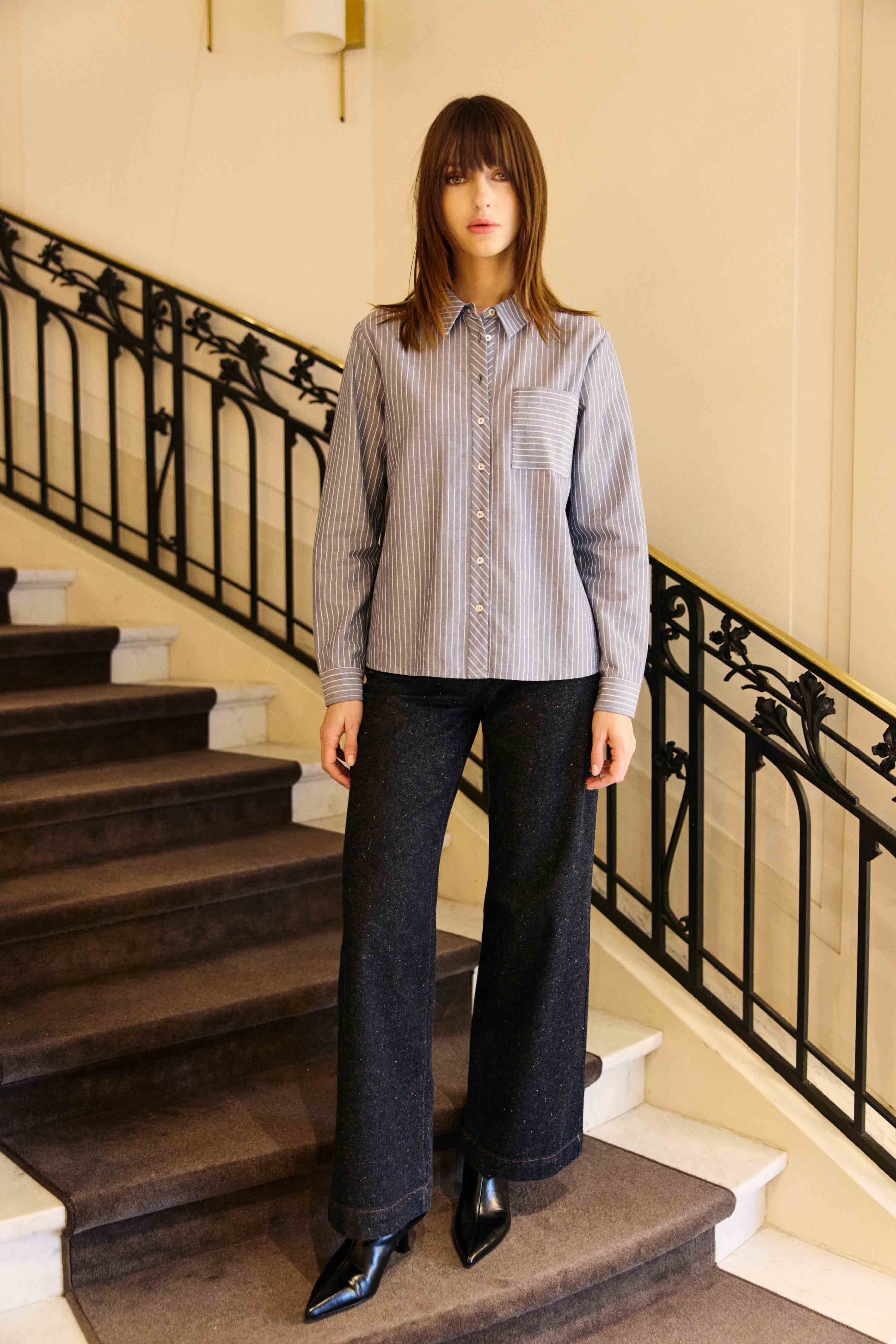 Chemisier Cecile - Bleu/Ecru