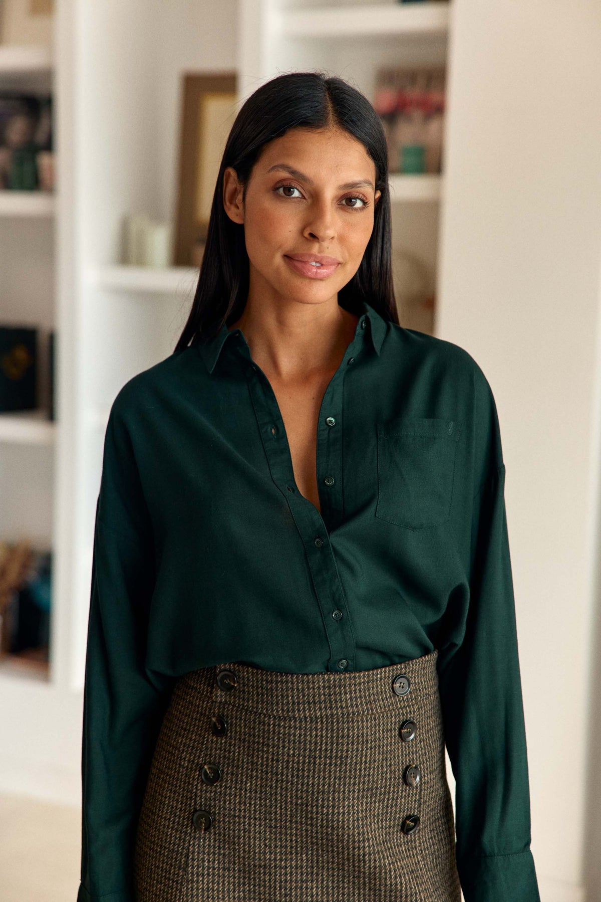 Top Chemisier Bébé - Couleur Vert/bleu/noir, Style Rétro Fleuri, Taille S