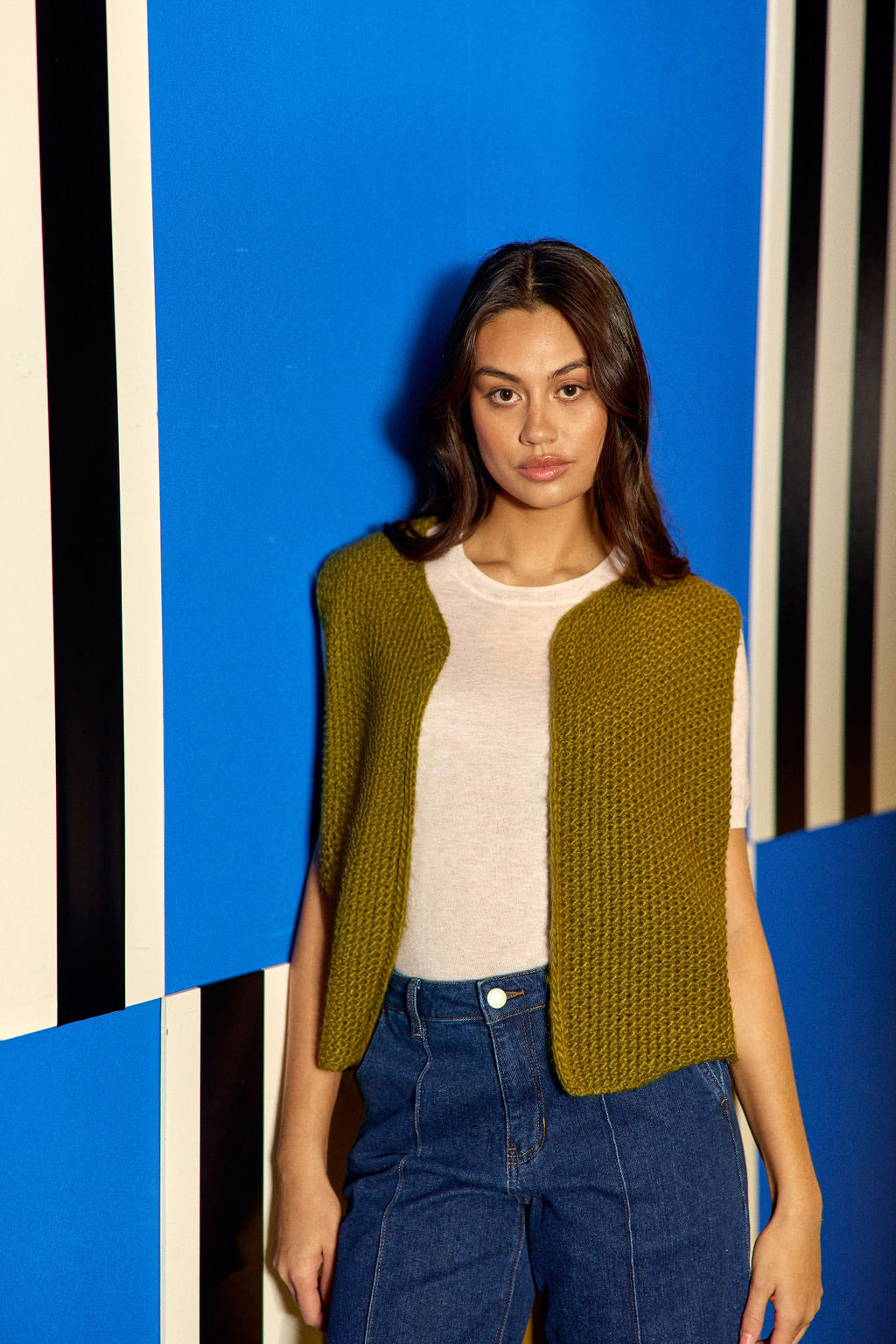 Khaki sleeveless vest - Crea