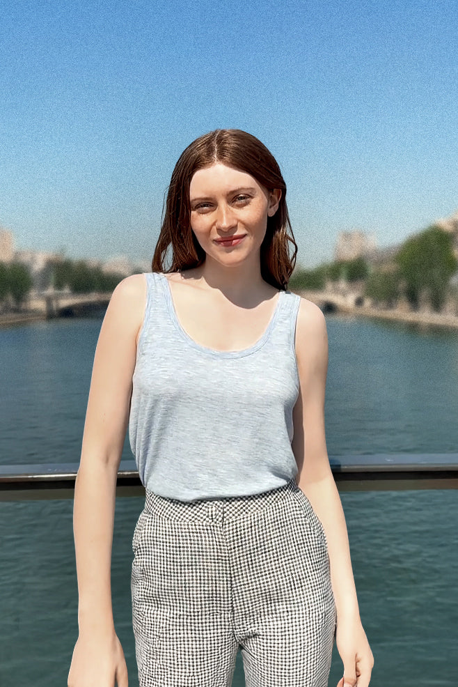 Blue crew neck tank top - Diane
