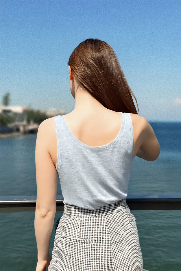 Blue crew neck tank top - Diane