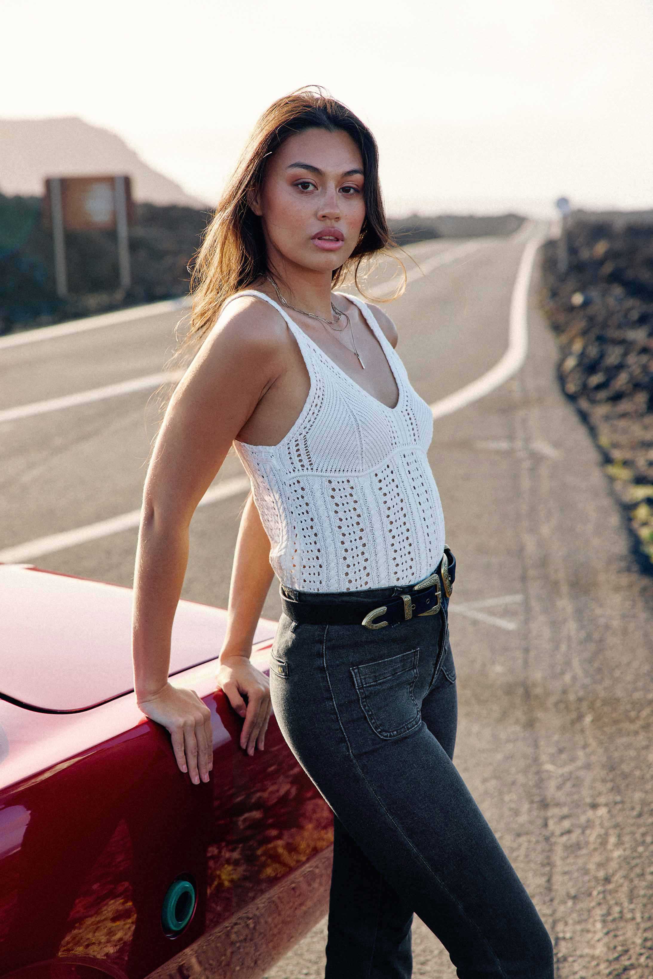 Ecru thin strap tank top - Dune