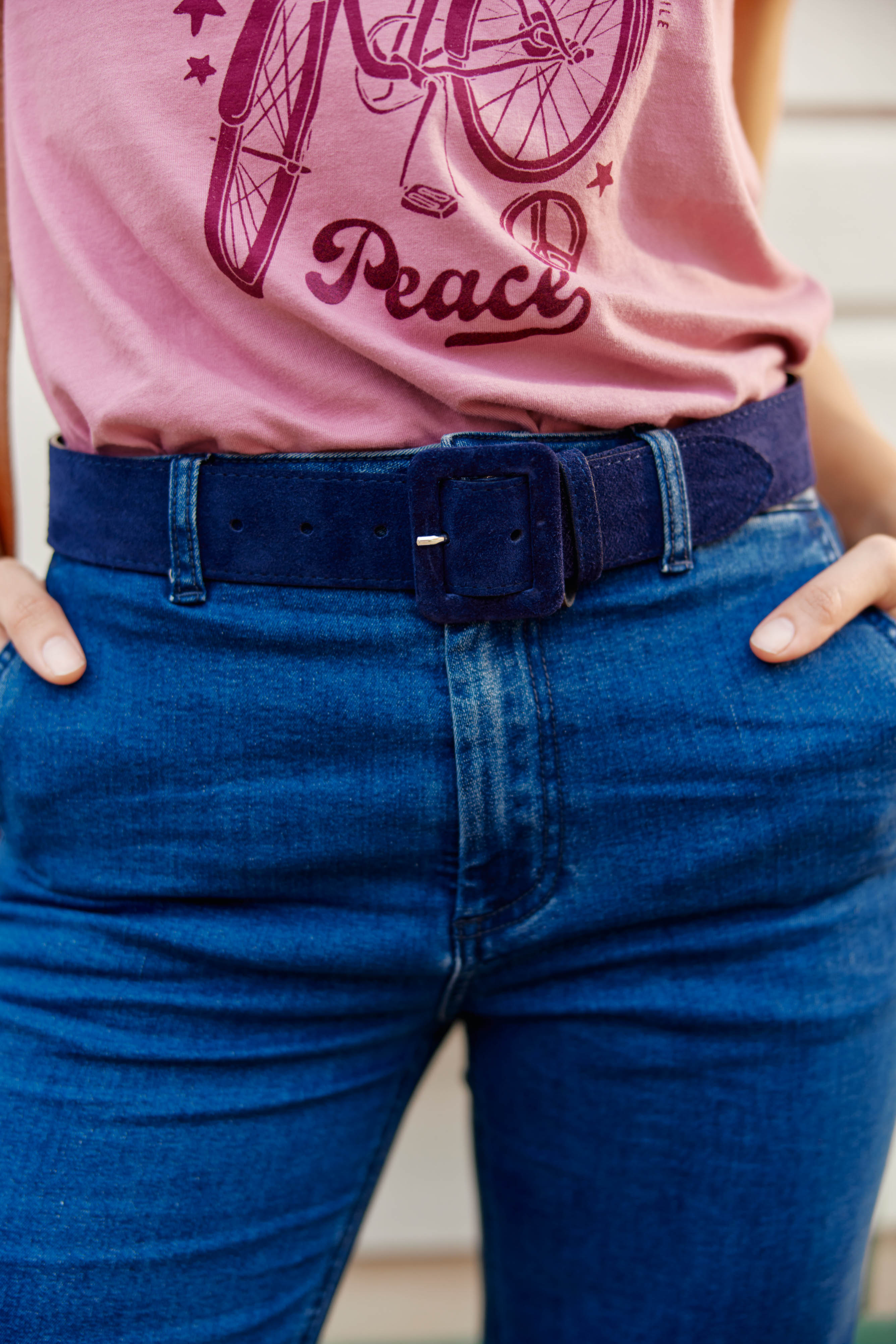 Navy leather belt - Elma