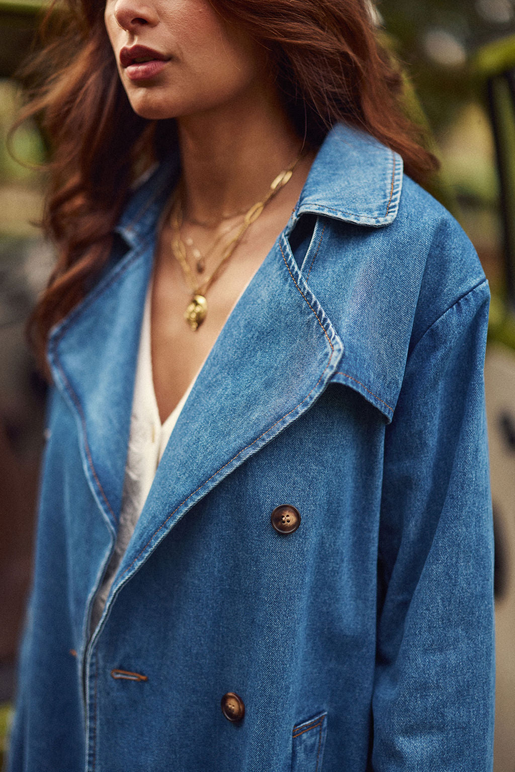 Stone denim trench coat - Farago