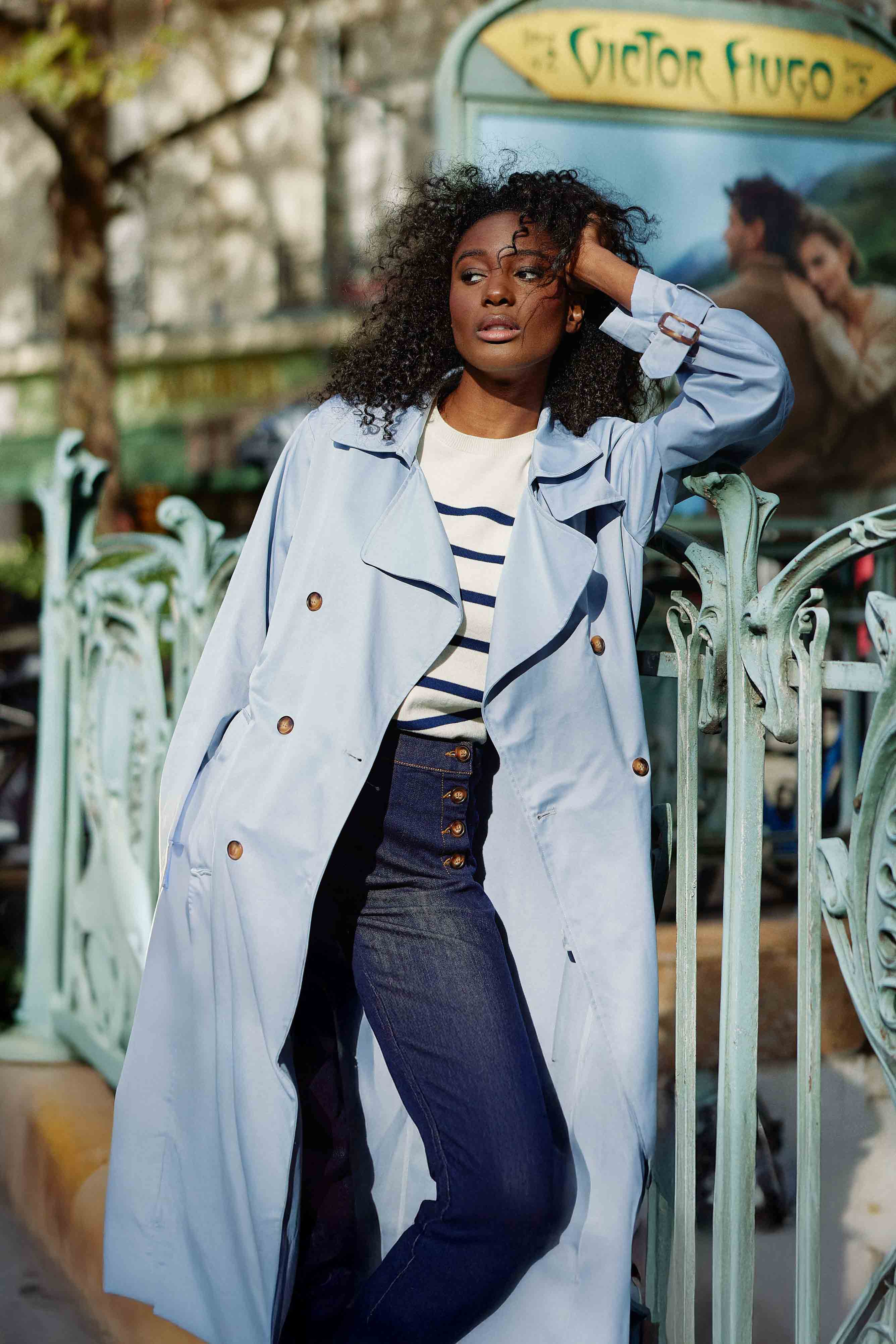 Long sky blue trench coat - Farago