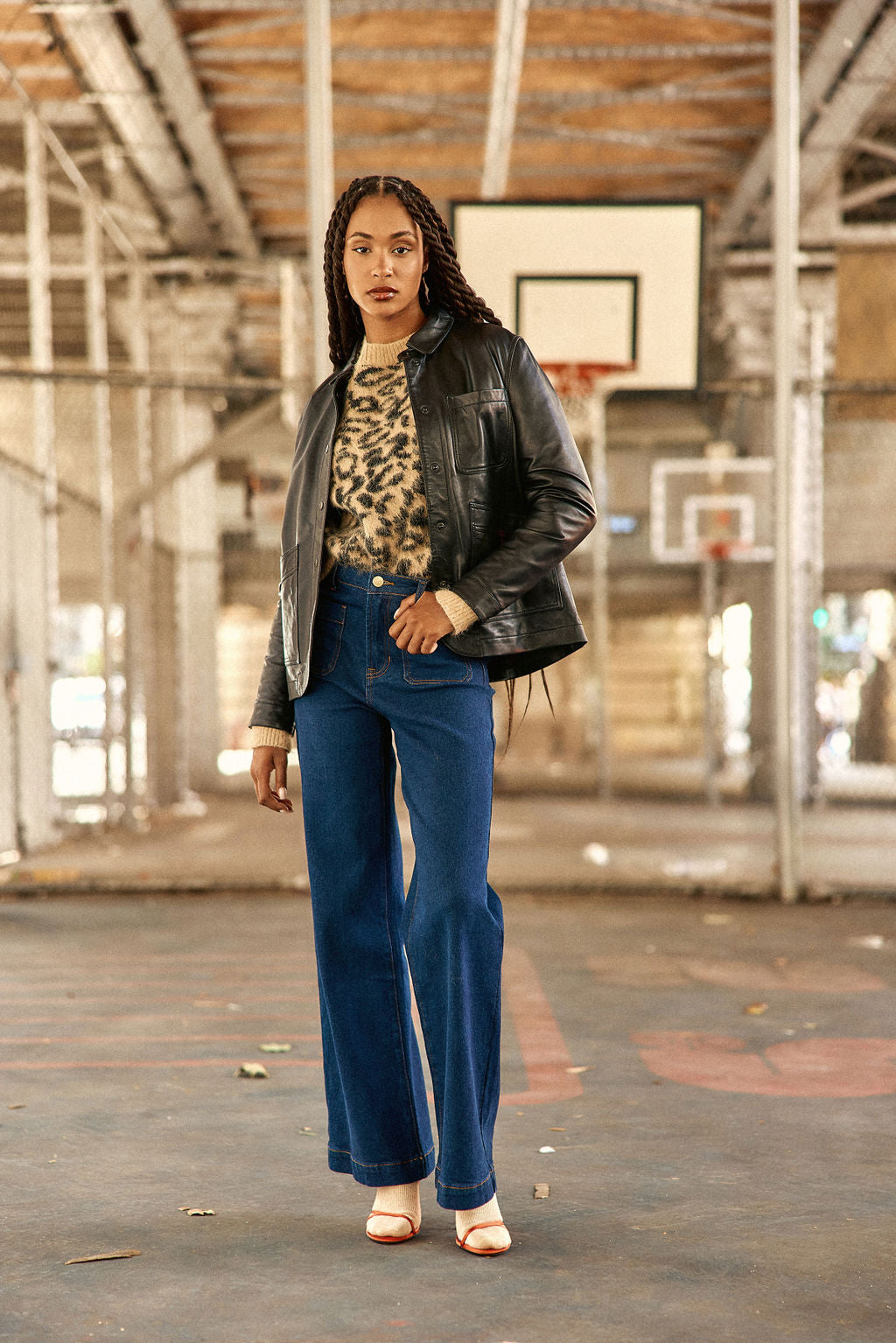 Veste en cuir noir - Fauline