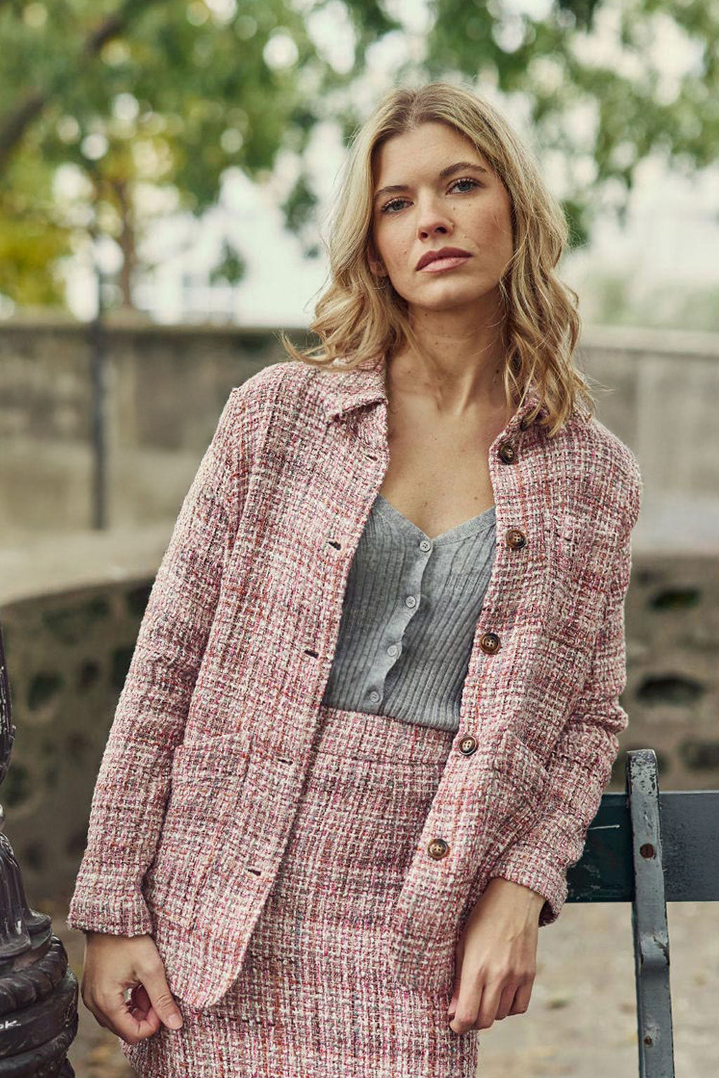 Pink tweed jacket - Fauline