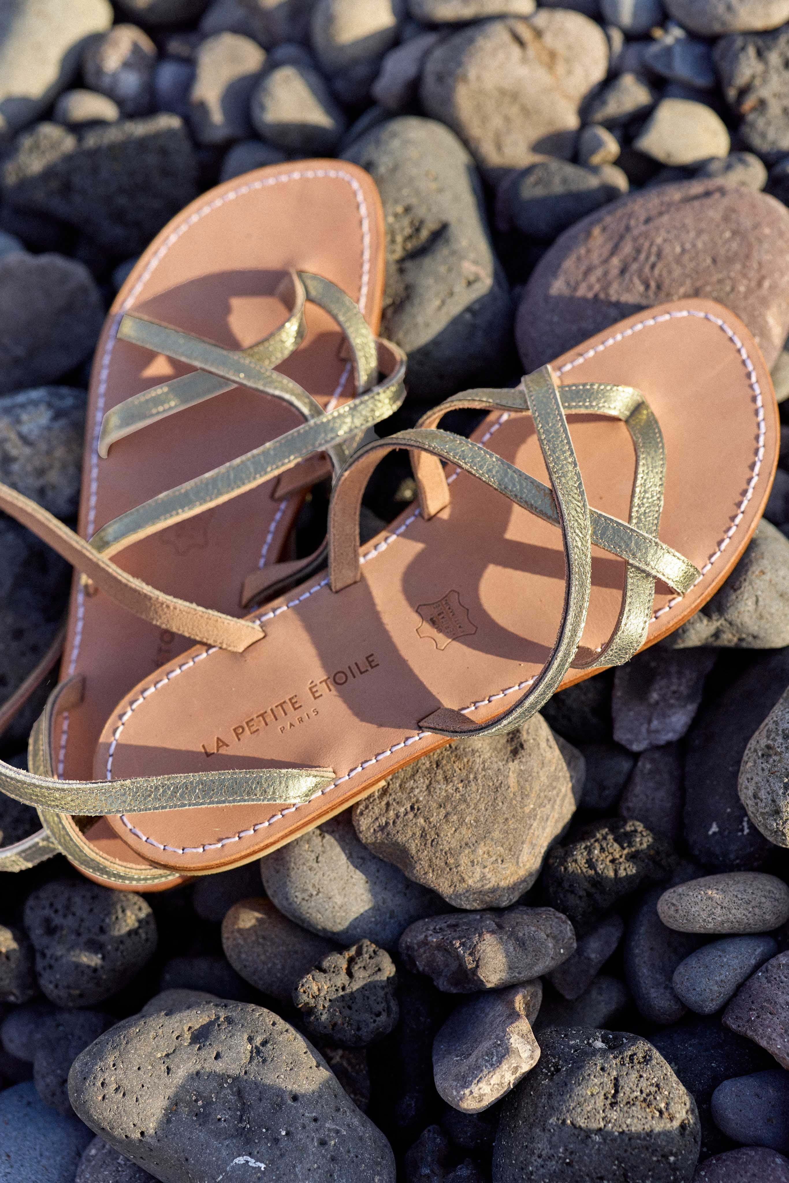 Gold leather gladiators - Gauthier