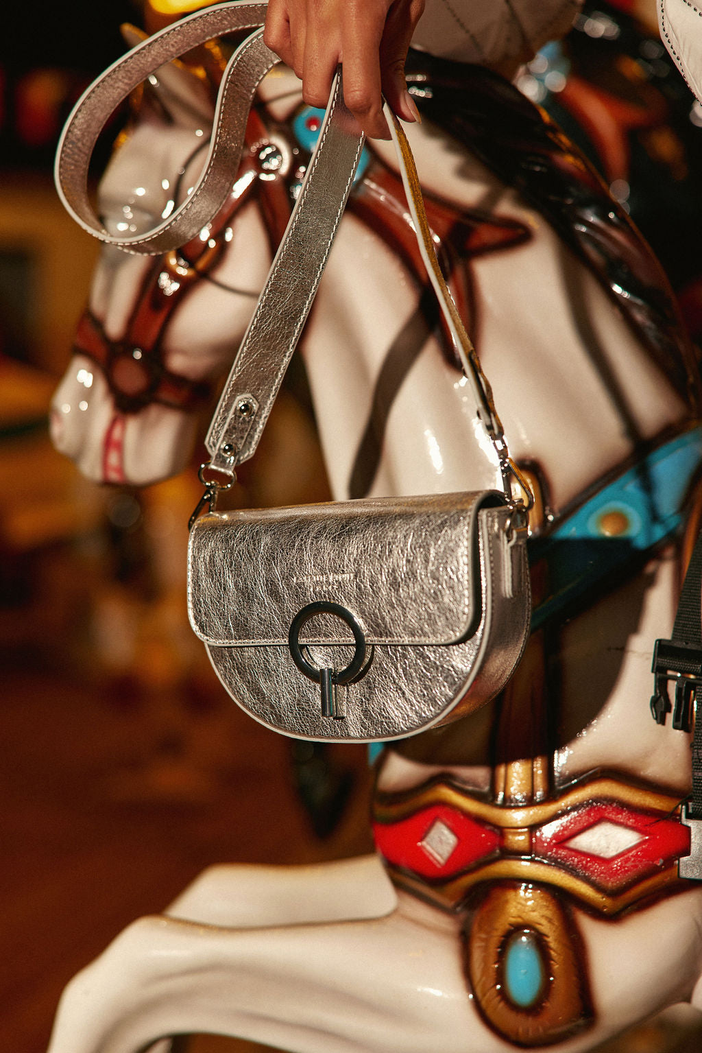 Silver leather bag Jim