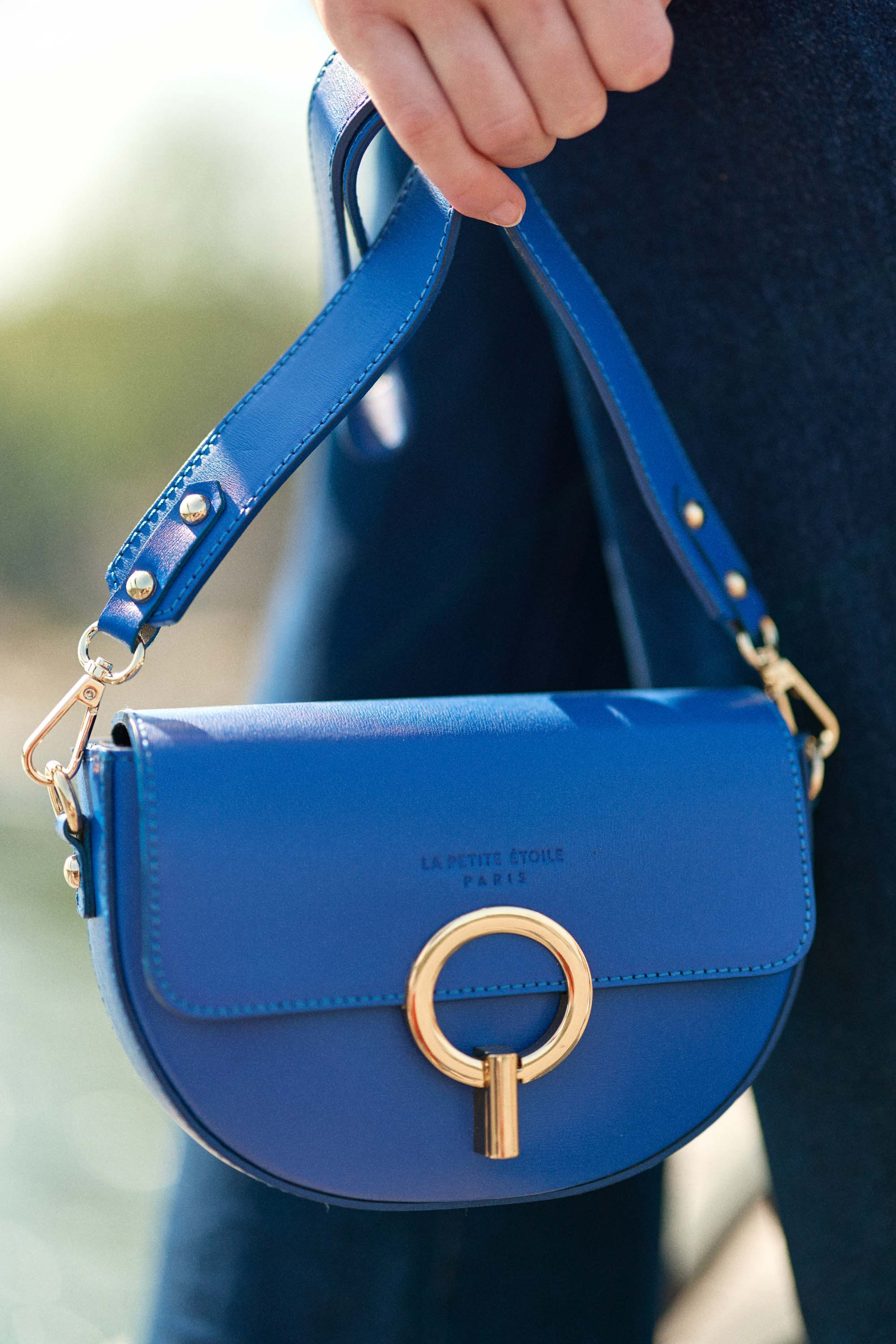 Sac en cuir bleu femme Jim LA PETITE ÉTOILE Paris