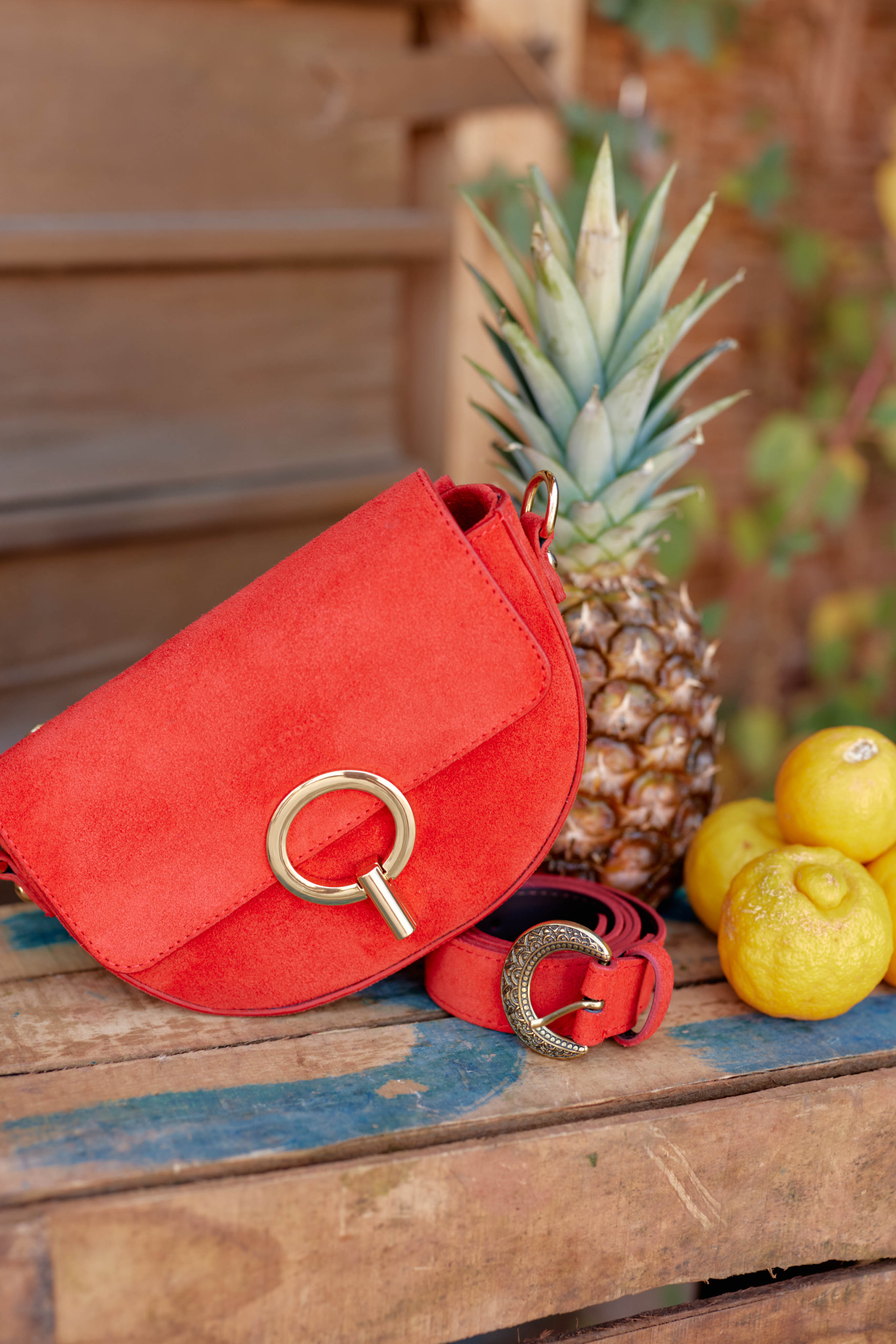 Two-tone red leather bag - Jim D