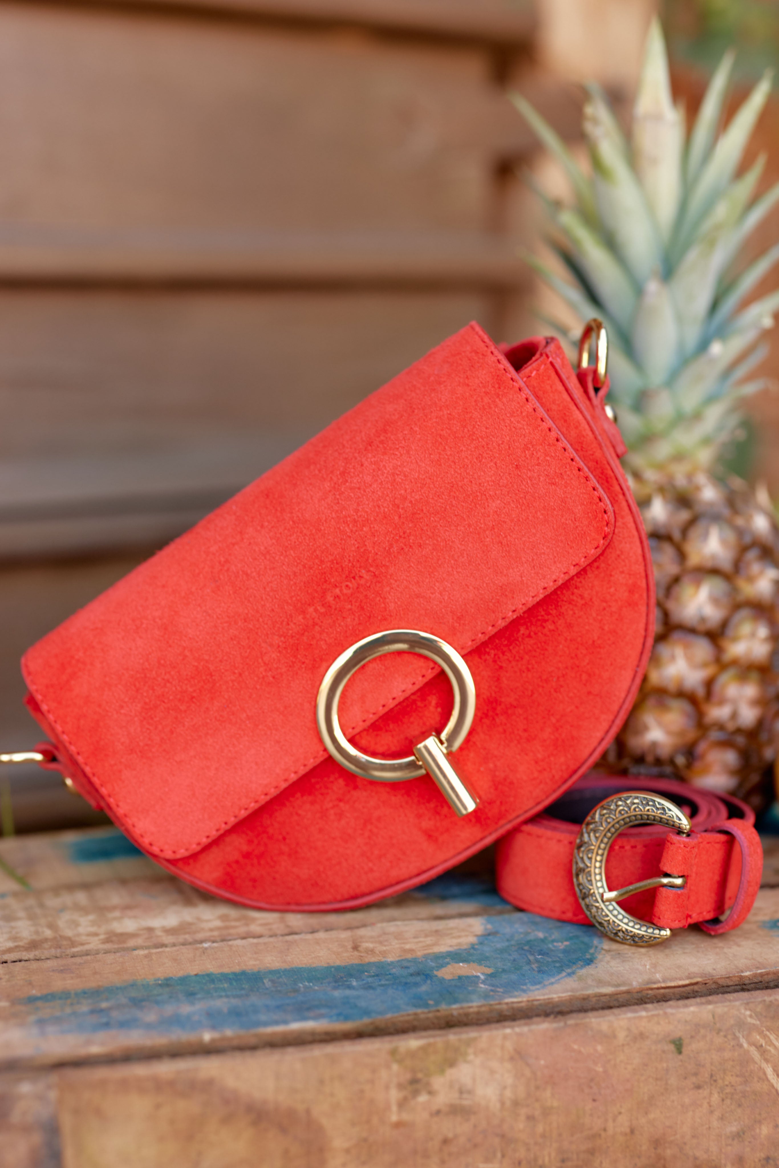 Two-tone red leather bag - Jim D