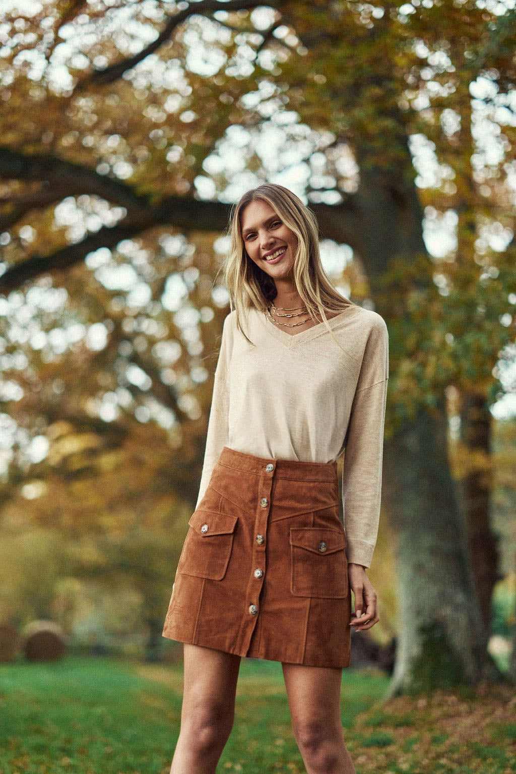Camel leather skirt - Joely
