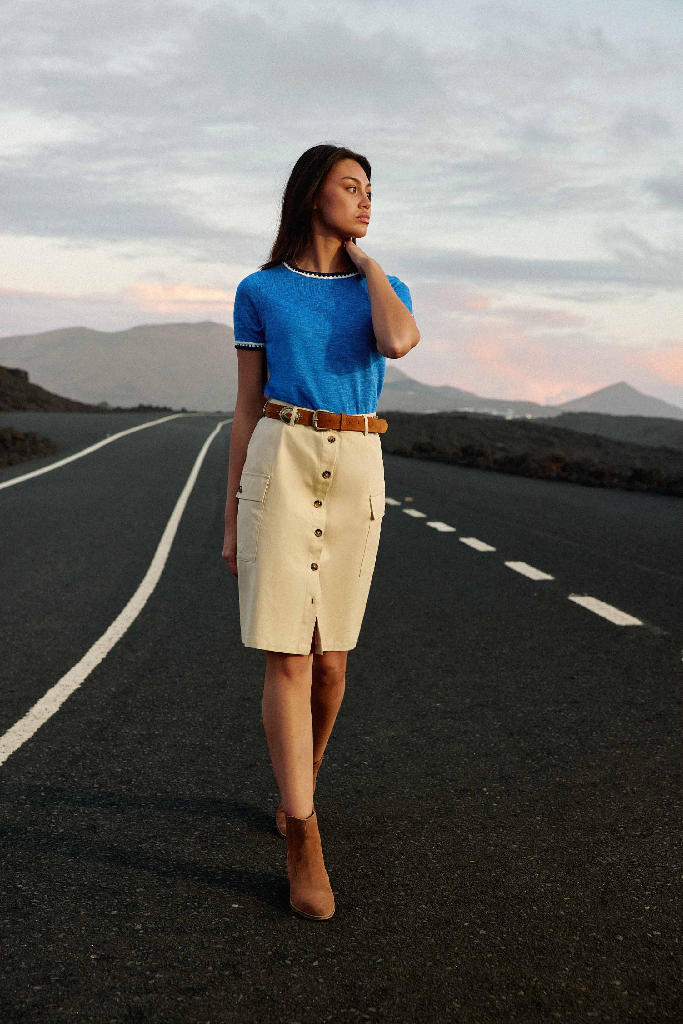 Beige straight skirt - Joey
