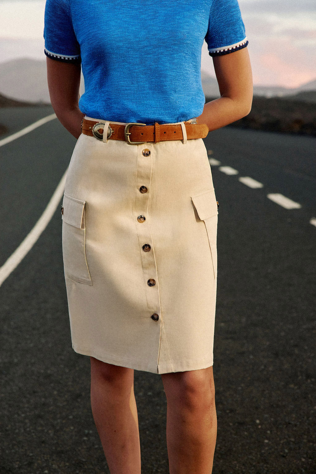Beige straight skirt - Joey