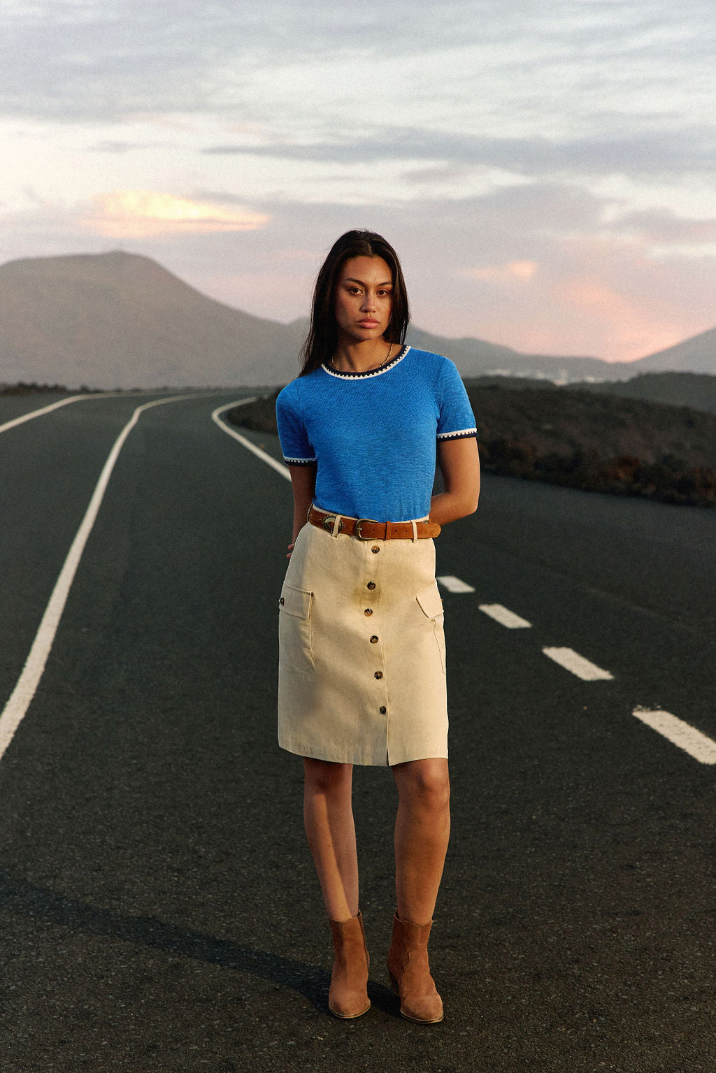 Beige straight skirt - Joey