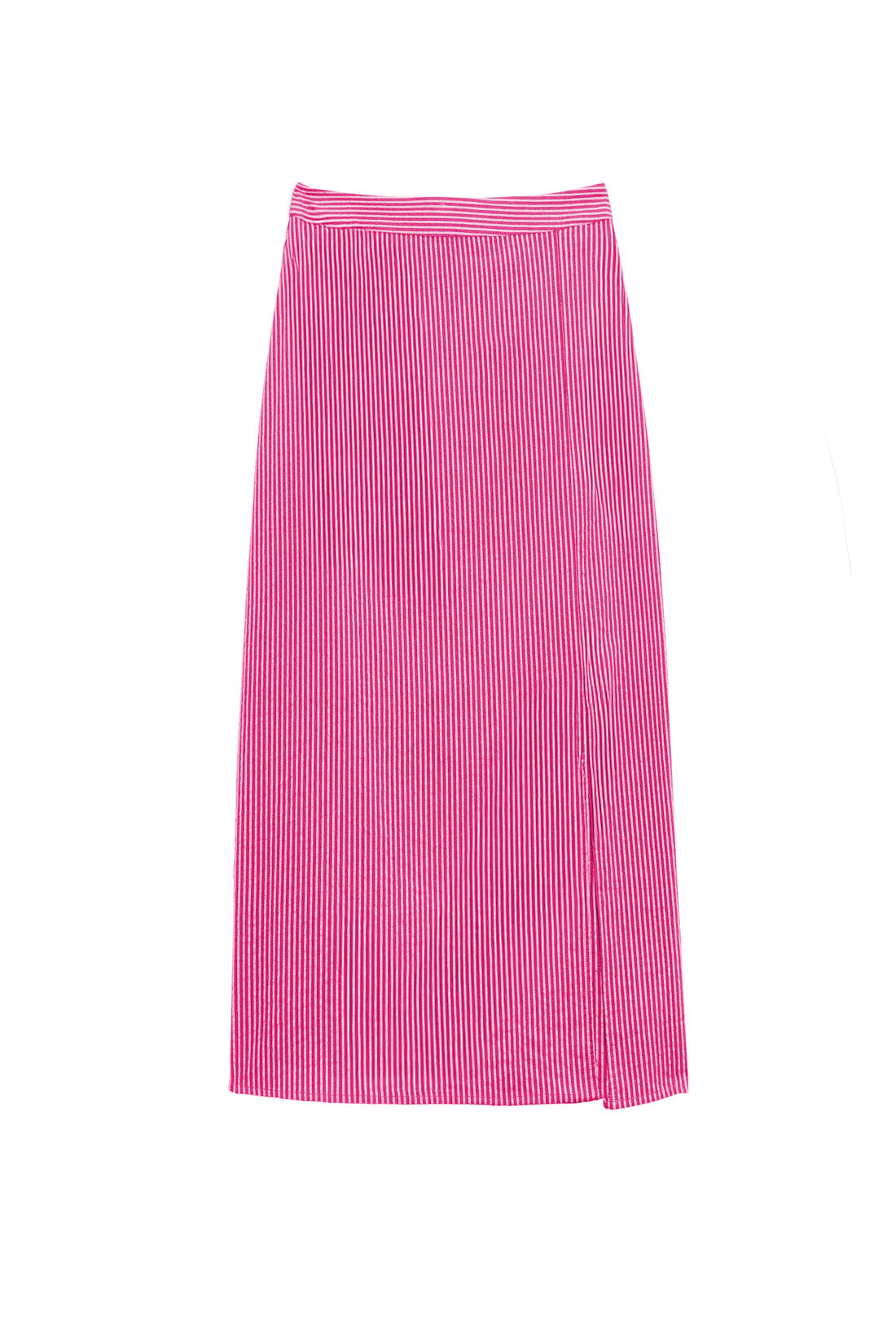 Pink/ecru striped midi skirt - Jolina