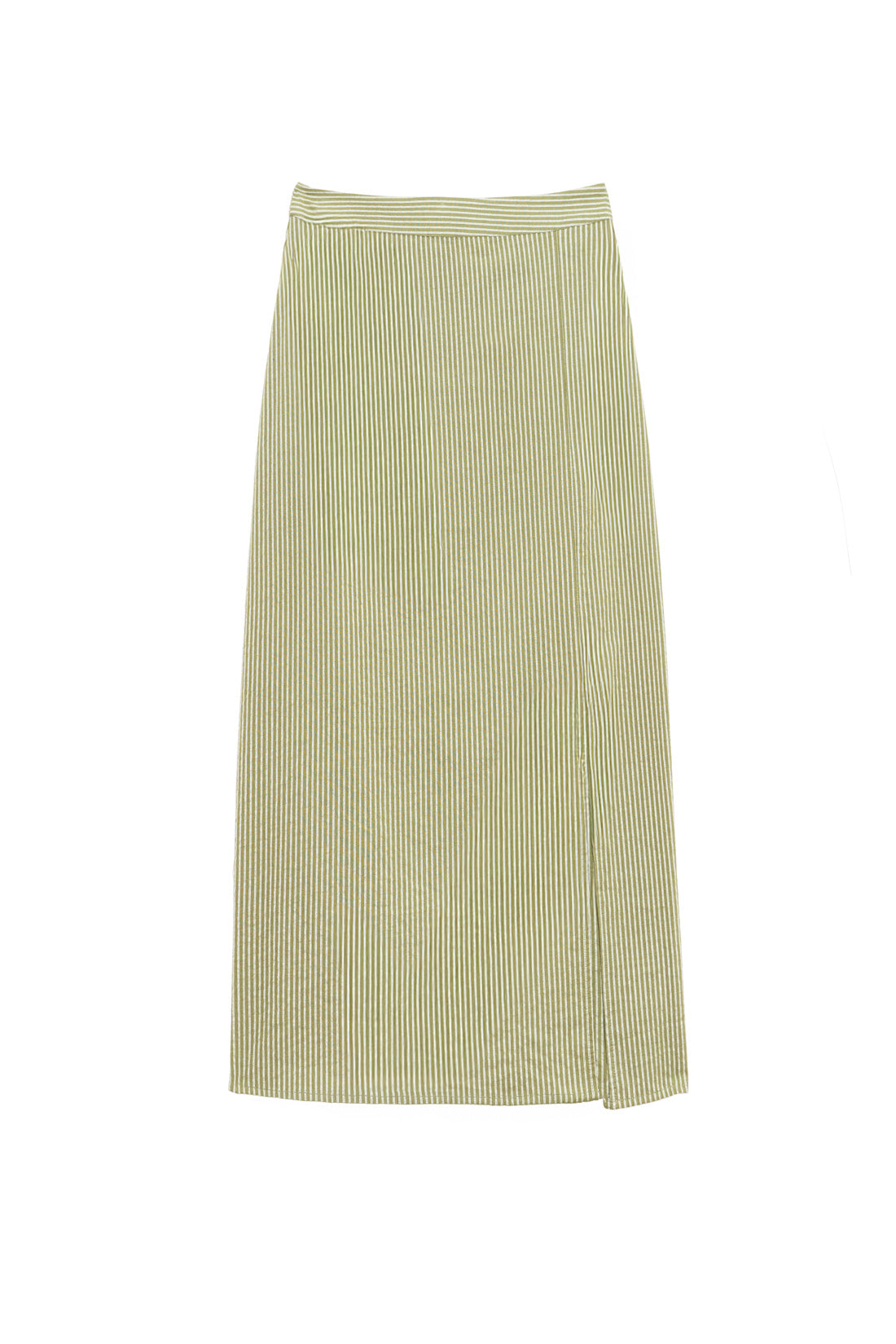 Green/ecru striped midi skirt - Jolina