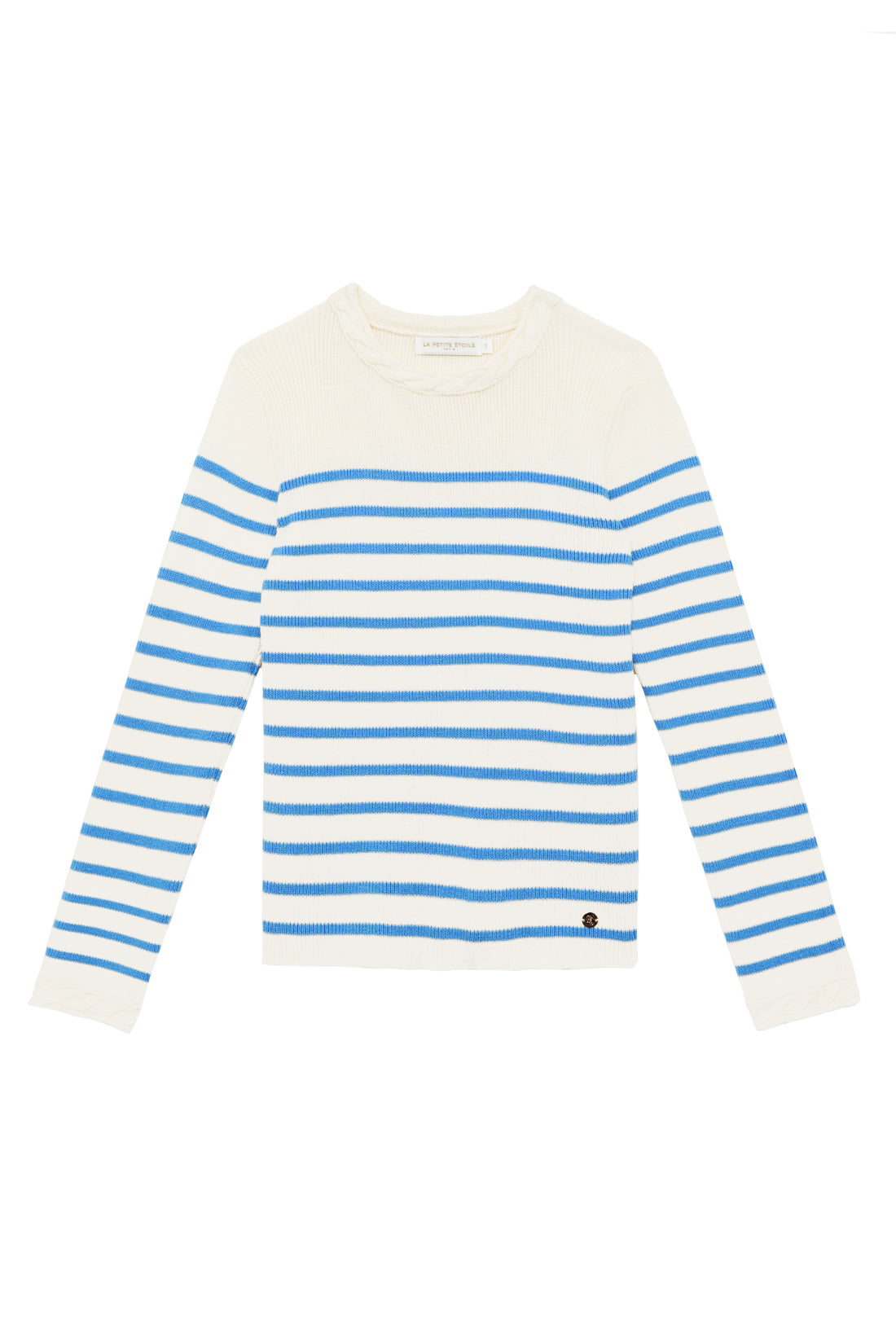 Long-sleeved ecru/sky blue striped sweater - Manel